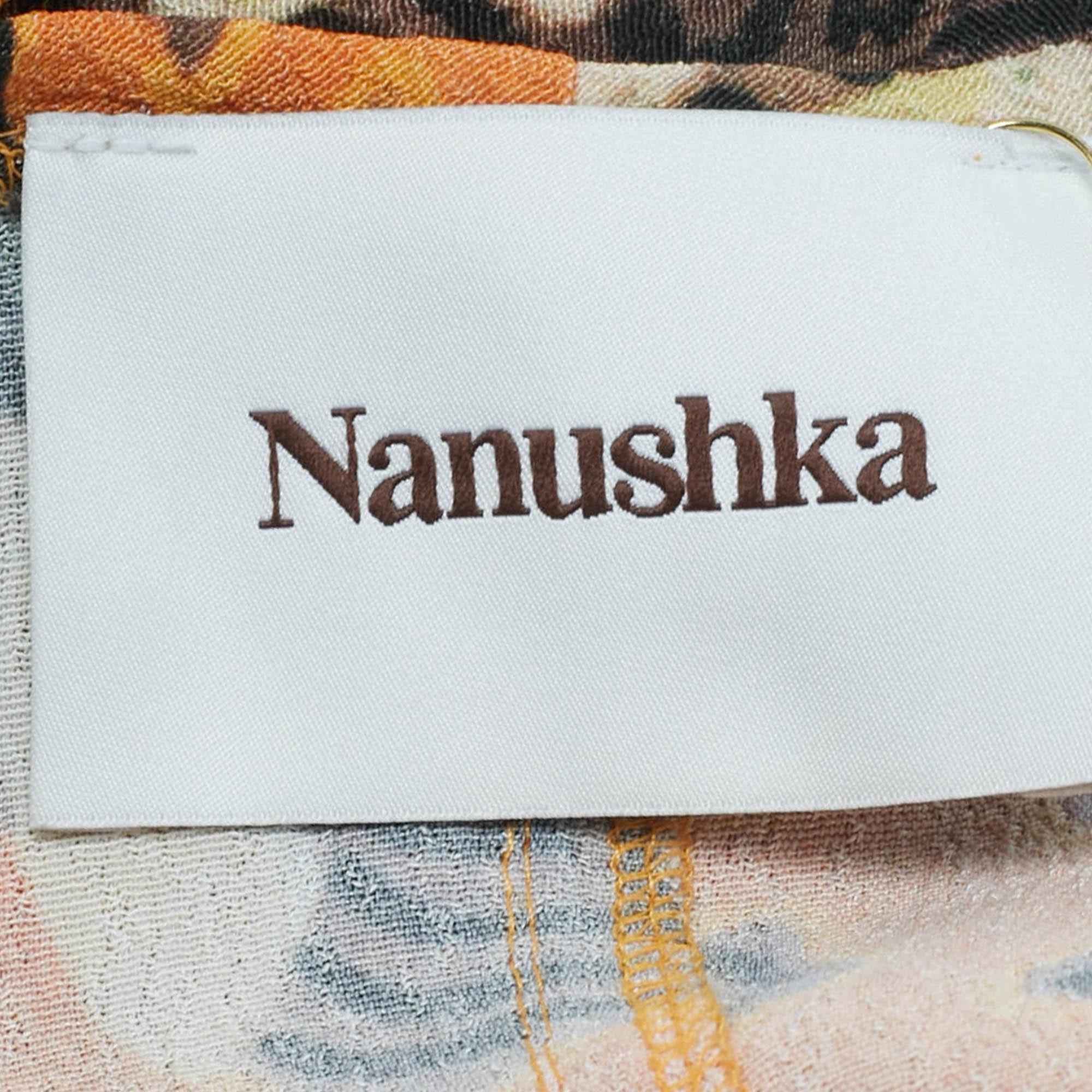 Nanushka - Mini abito a portafoglio in crepe con stampa floreale arancione - S In condizioni Nuovo in vendita a Dubai, Al Qouz 2