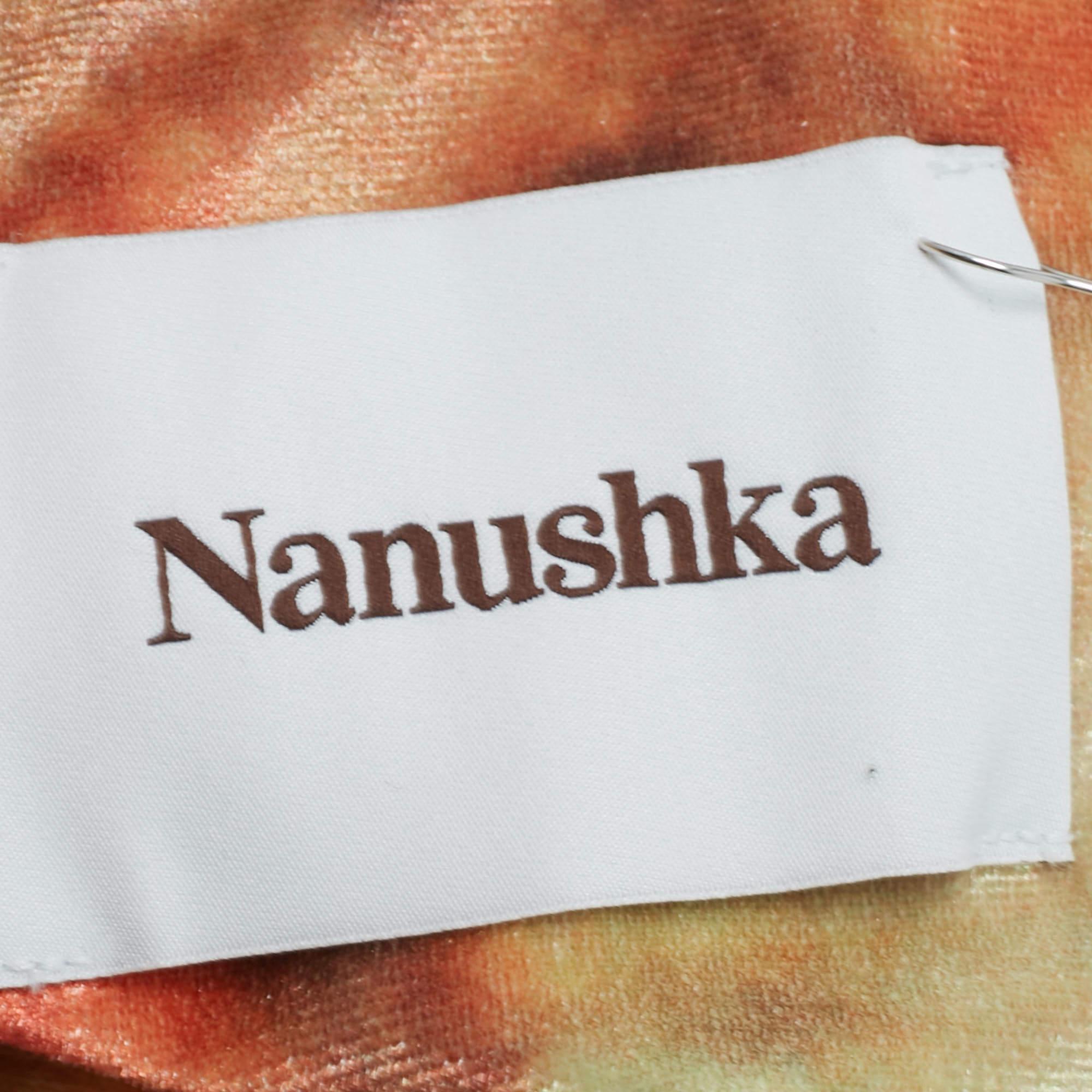 Nanushka Camicia in velluto stretch con stampa floreale arancione M. In condizioni Nuovo in vendita a Dubai, Al Qouz 2