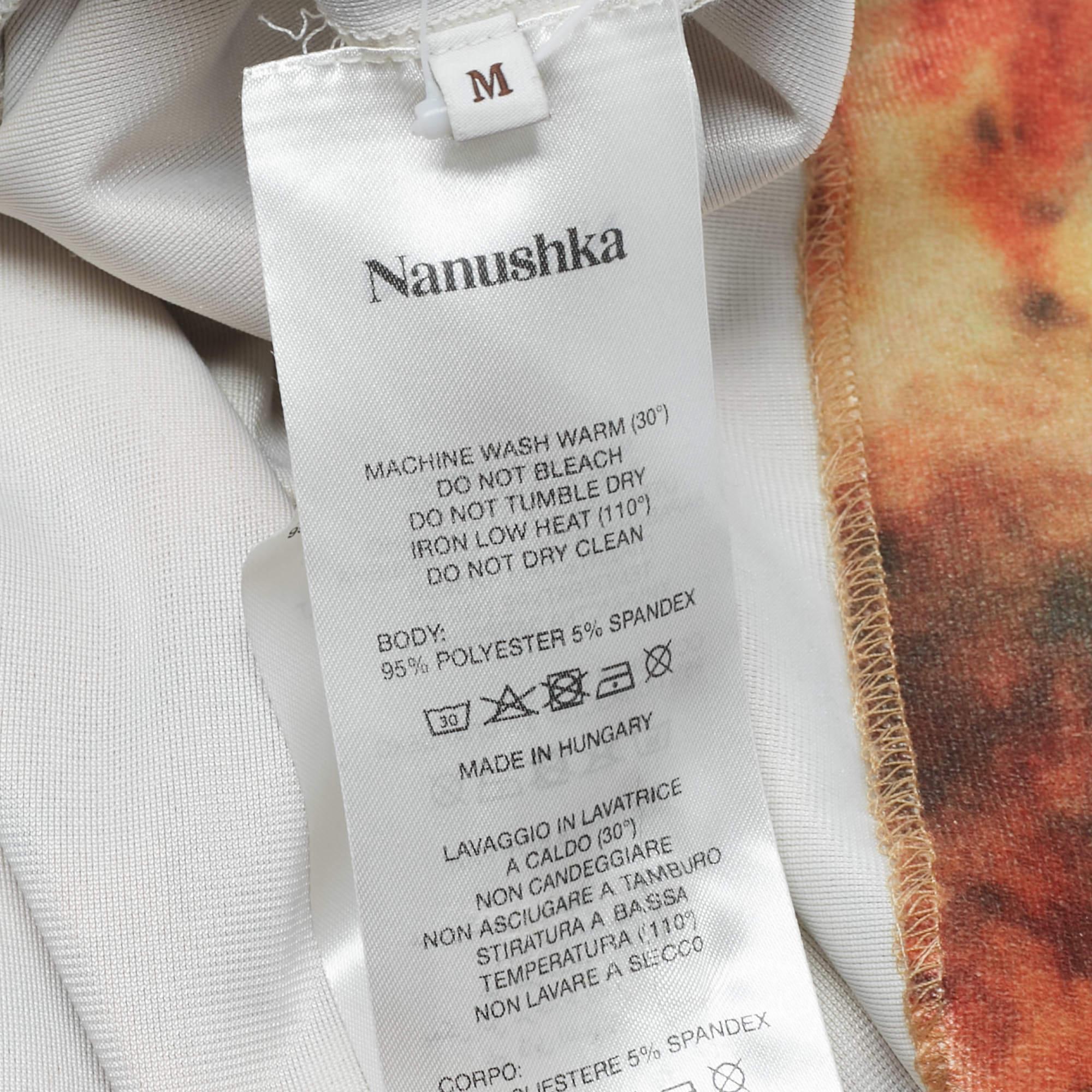 Donna Nanushka Camicia in velluto stretch con stampa floreale arancione M. in vendita