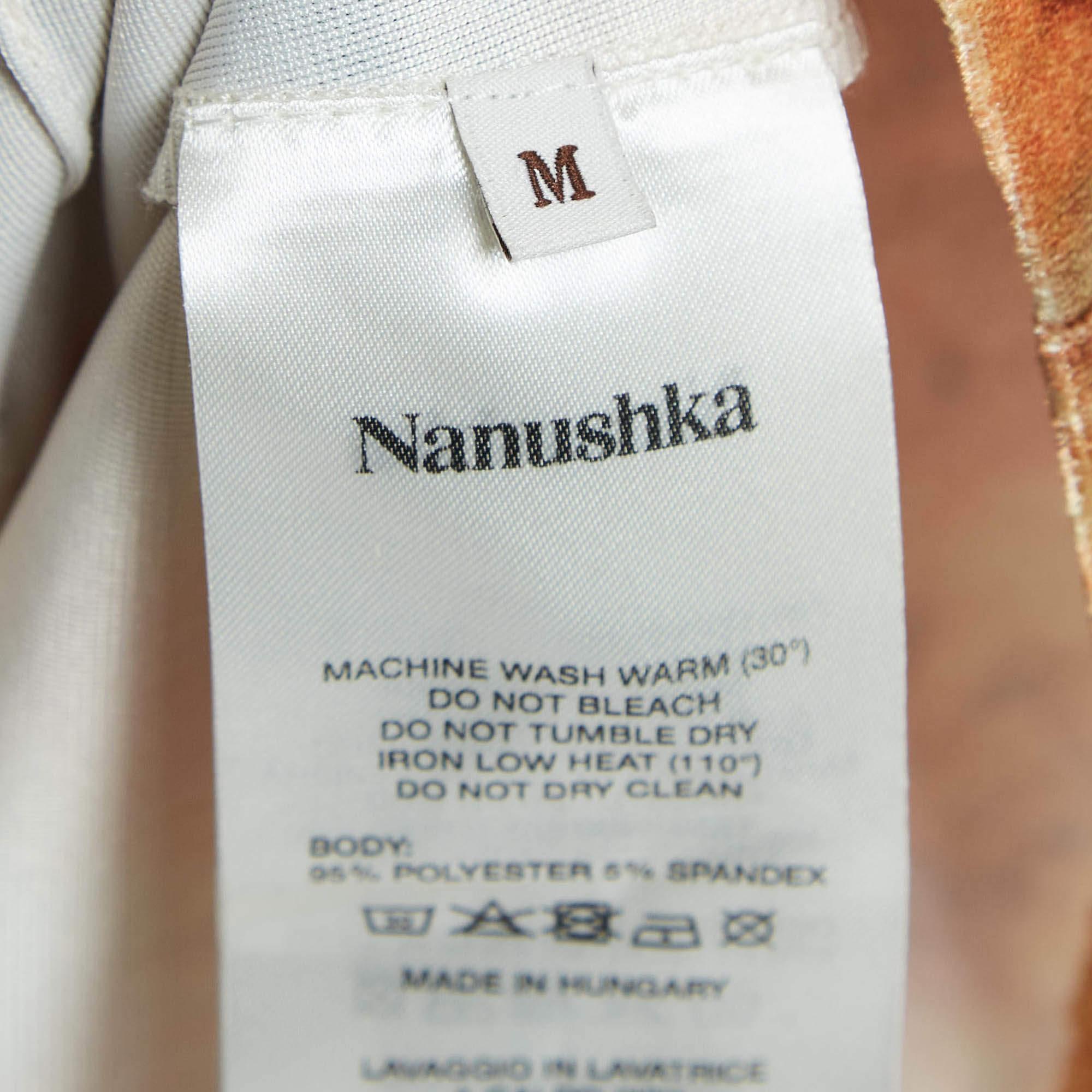 Donna Nanushka Camicia in velluto stretch con stampa floreale arancione M. in vendita