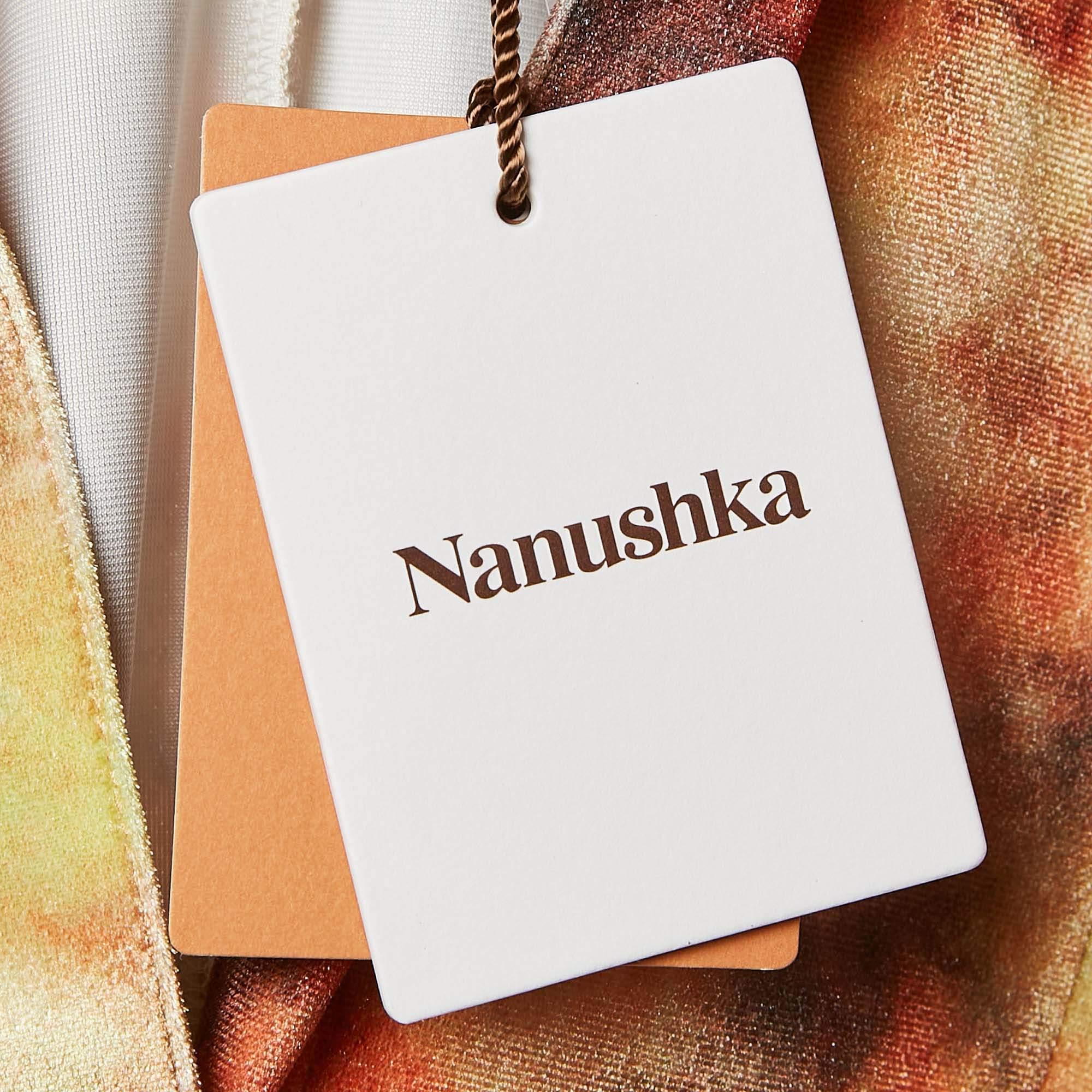 Nanushka Camicia in velluto elasticizzato con stampa floreale arancione XS in vendita 1