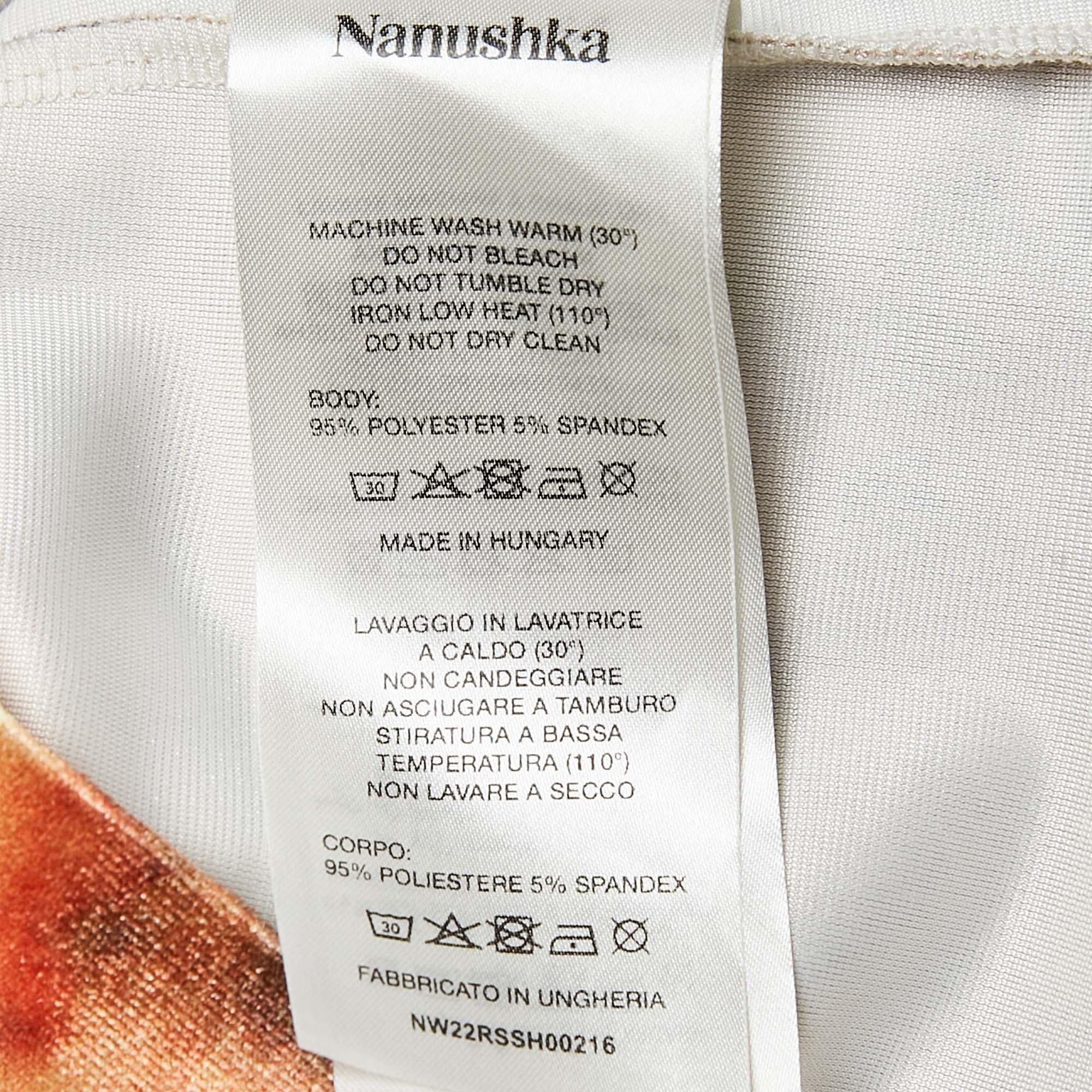 Nanushka Camicia in velluto elasticizzato con stampa floreale arancione XS in vendita 2