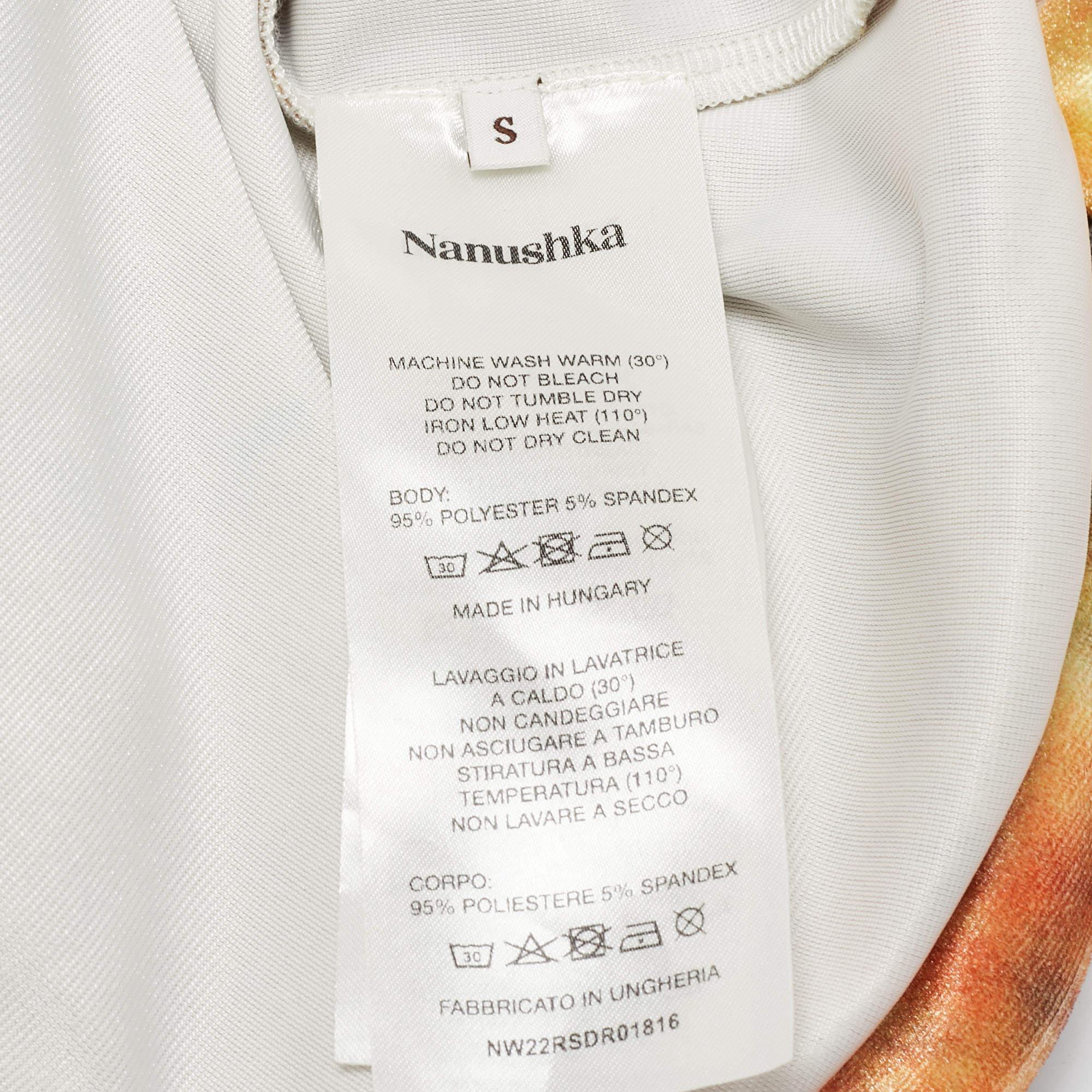 Nanushka mini-robe chemise Romee en jersey de velours à imprimé floral orange Hazy S en vente 1