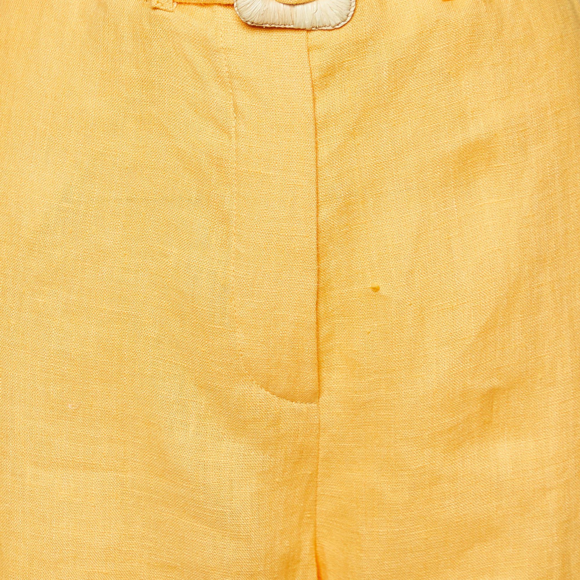 Arancia Nanushka - Pantaloni a gamba larga in lino arancione M. in vendita