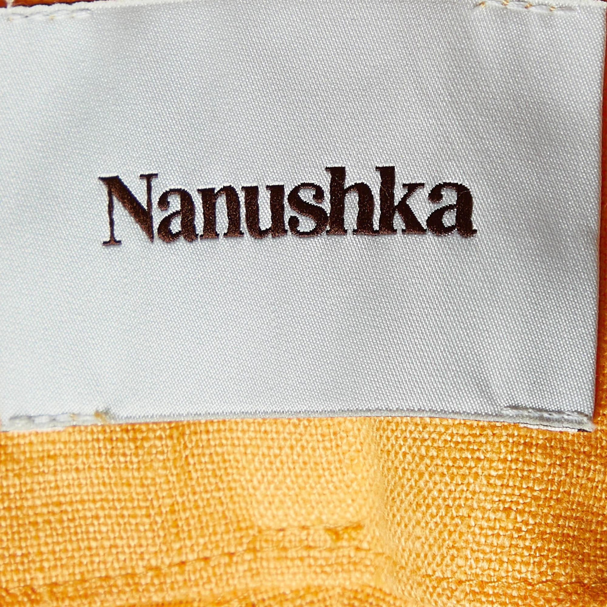 Nanushka - Pantaloni a gamba larga in lino arancione M. In condizioni ottime in vendita a Dubai, Al Qouz 2