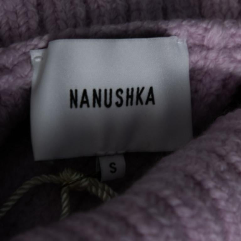 Nanushka Purple Wool Knit Turtle Neck Oversized Jumper S For Sale 1