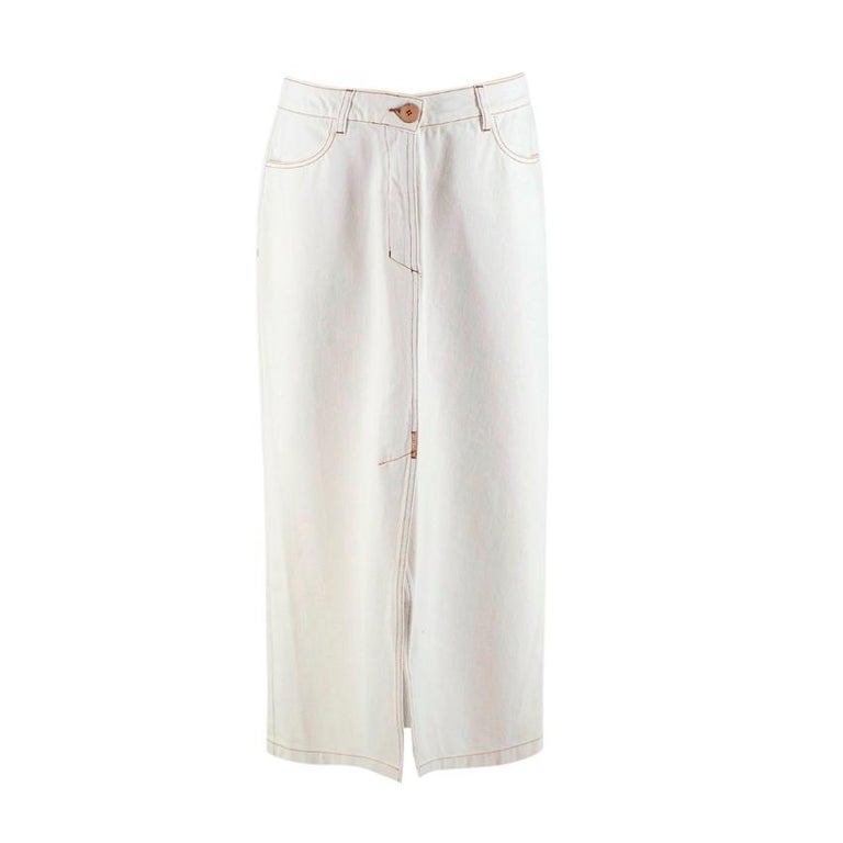 Nanushka Zefir Ivory Denim Maxi Skirt - US 8 For Sale at 1stDibs