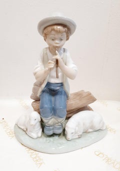 Nao by Lladró Porcelain Shepherd Boy with Sheep