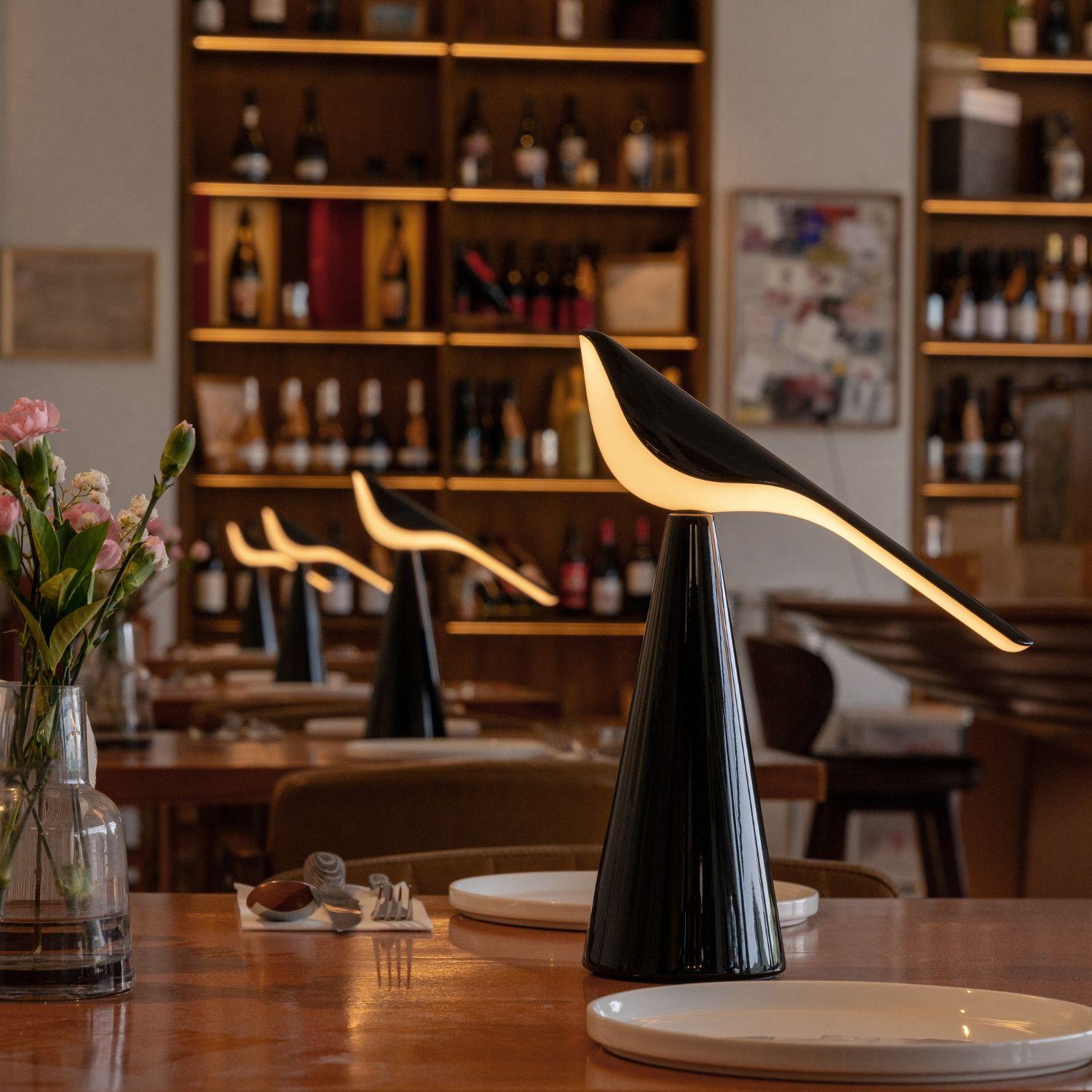 Nao Tamura 'Tiki' Portable Table Lamp in Glossy Black for Established & Sons

These brilliantly designed bird-like lamps use a futuristic form to animate and evoke character. The flawless acrylic shade balances above a metal formed base resulting in