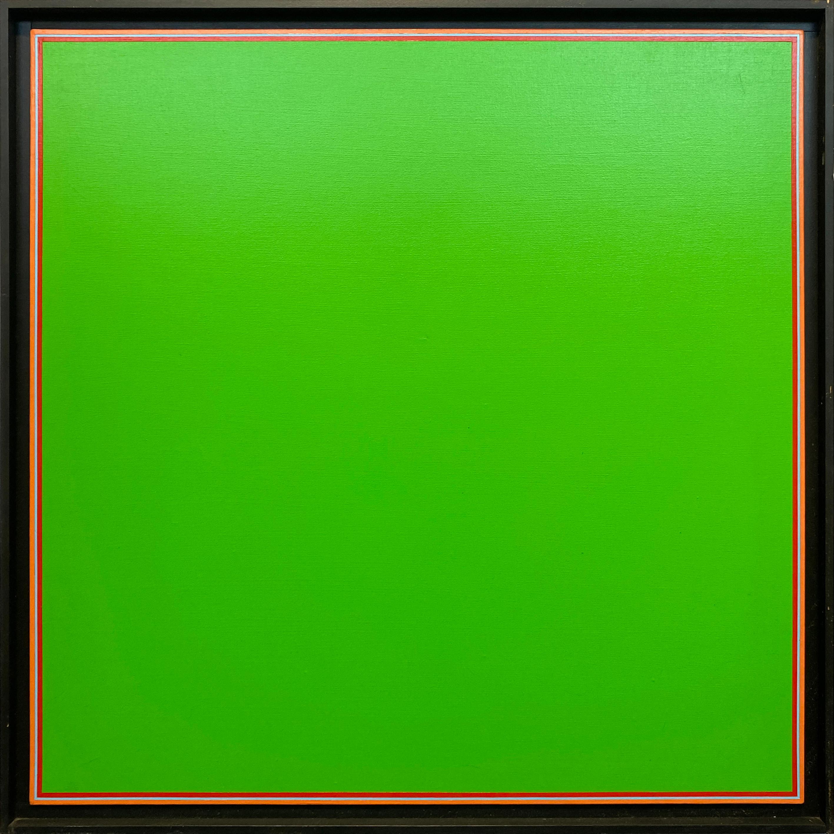 In 1968, a review in the New York Times referred to Inukai’s paintings as “Very pure”. This fresh, graphic work features a single color with bands around the edges that are truly intriguing – especially when seen up close. During the 1960s, the