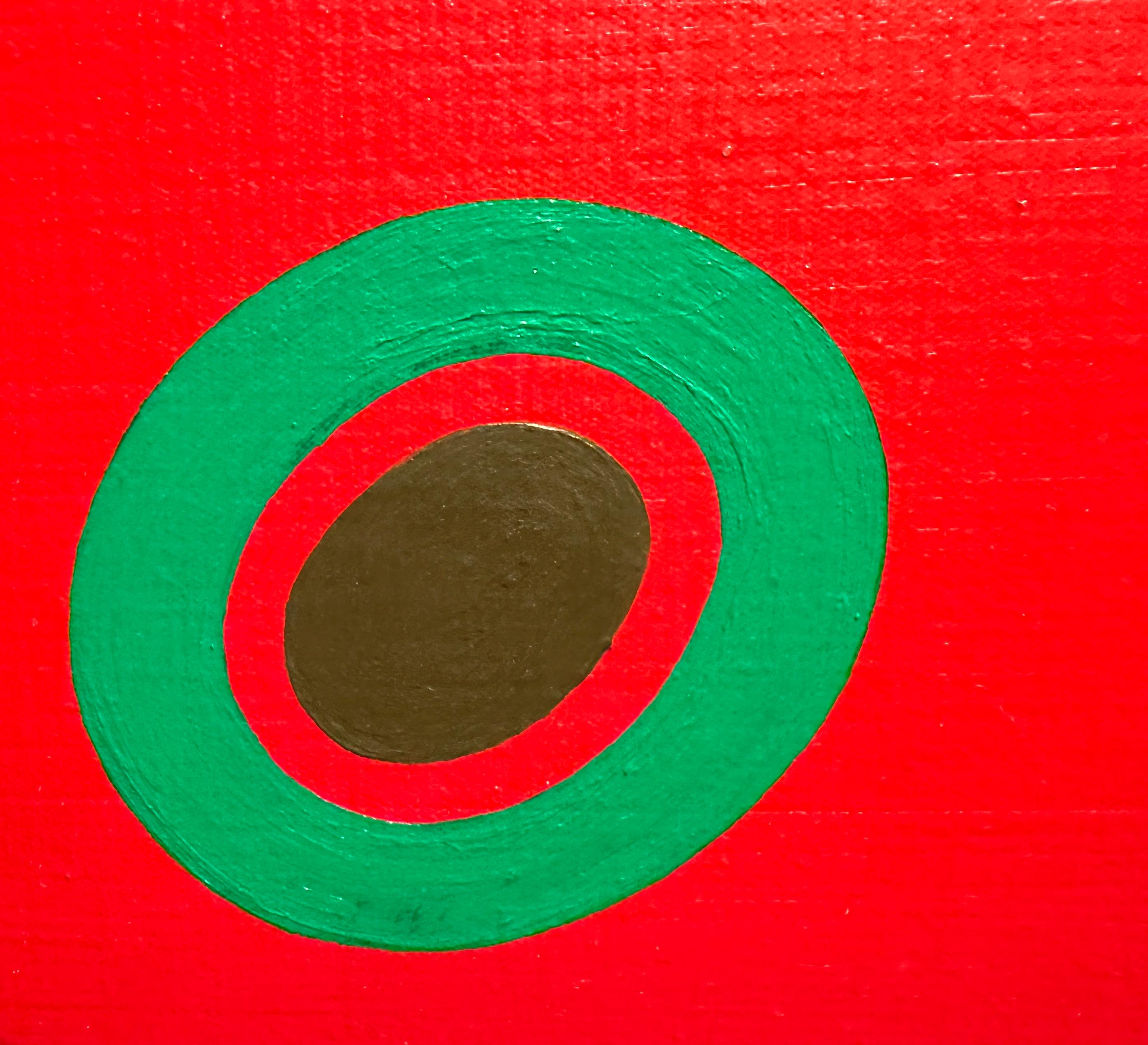 Rotes Gemälde ohne Titel mit schwebenden Punkten von Naohiko Inukai (Minimalistisch), Painting, von Naohiko Inukai 