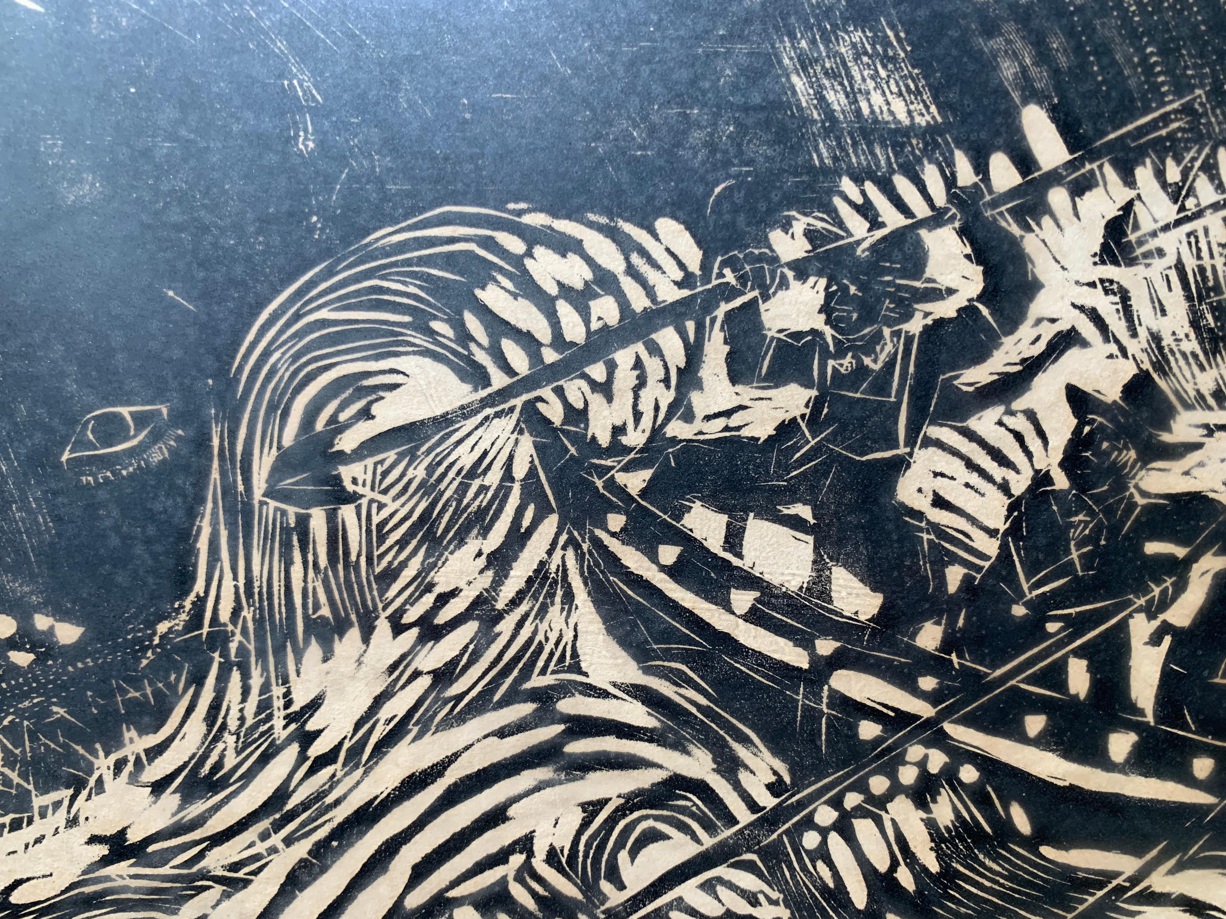 Whaling -- Nantucket - Gray Abstract Print by Naoko MATSUBARA 