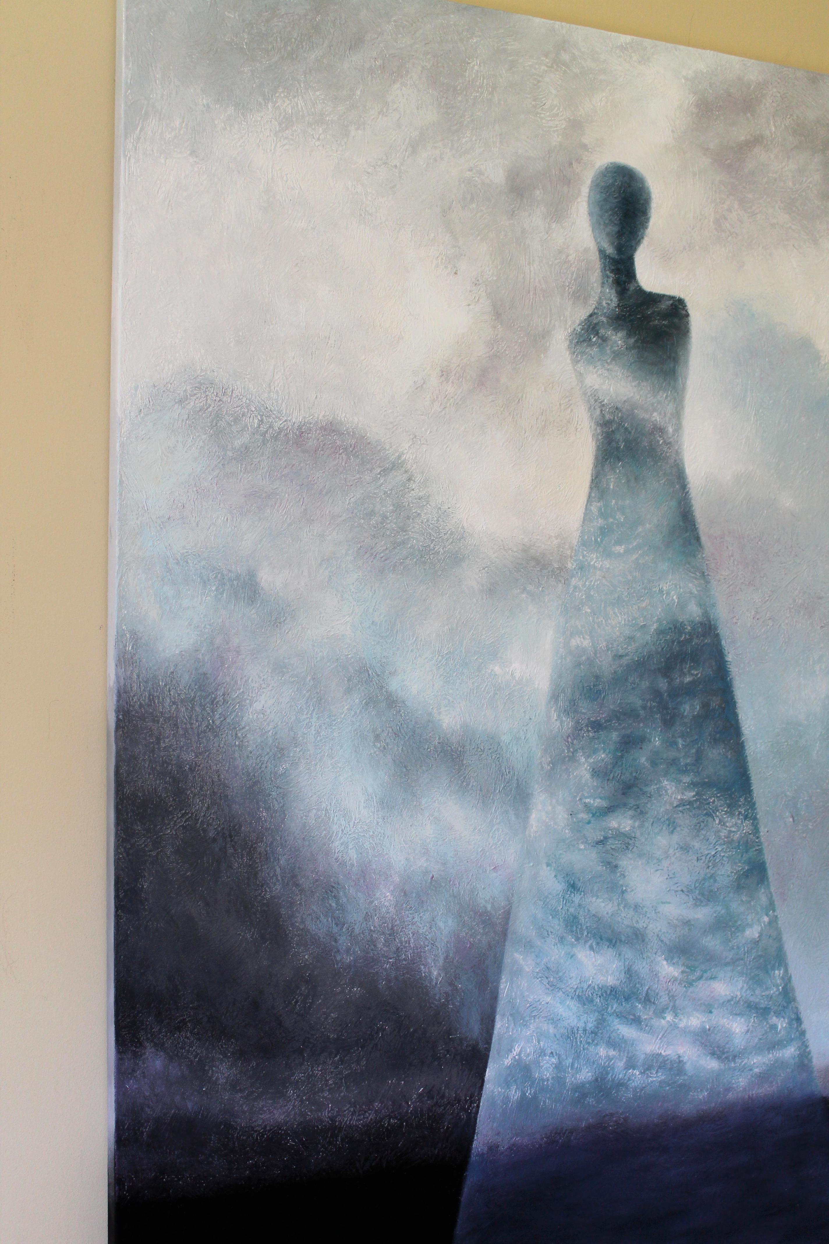 <p>Artist Comments<br />A mysterious figure emerges from an ethereal landscape, with clouds and mist billowing around her form. Her dress reflects the moving sky above. Part of artist Naoko Pauszak's signature series Who Are These Angels.</p><br