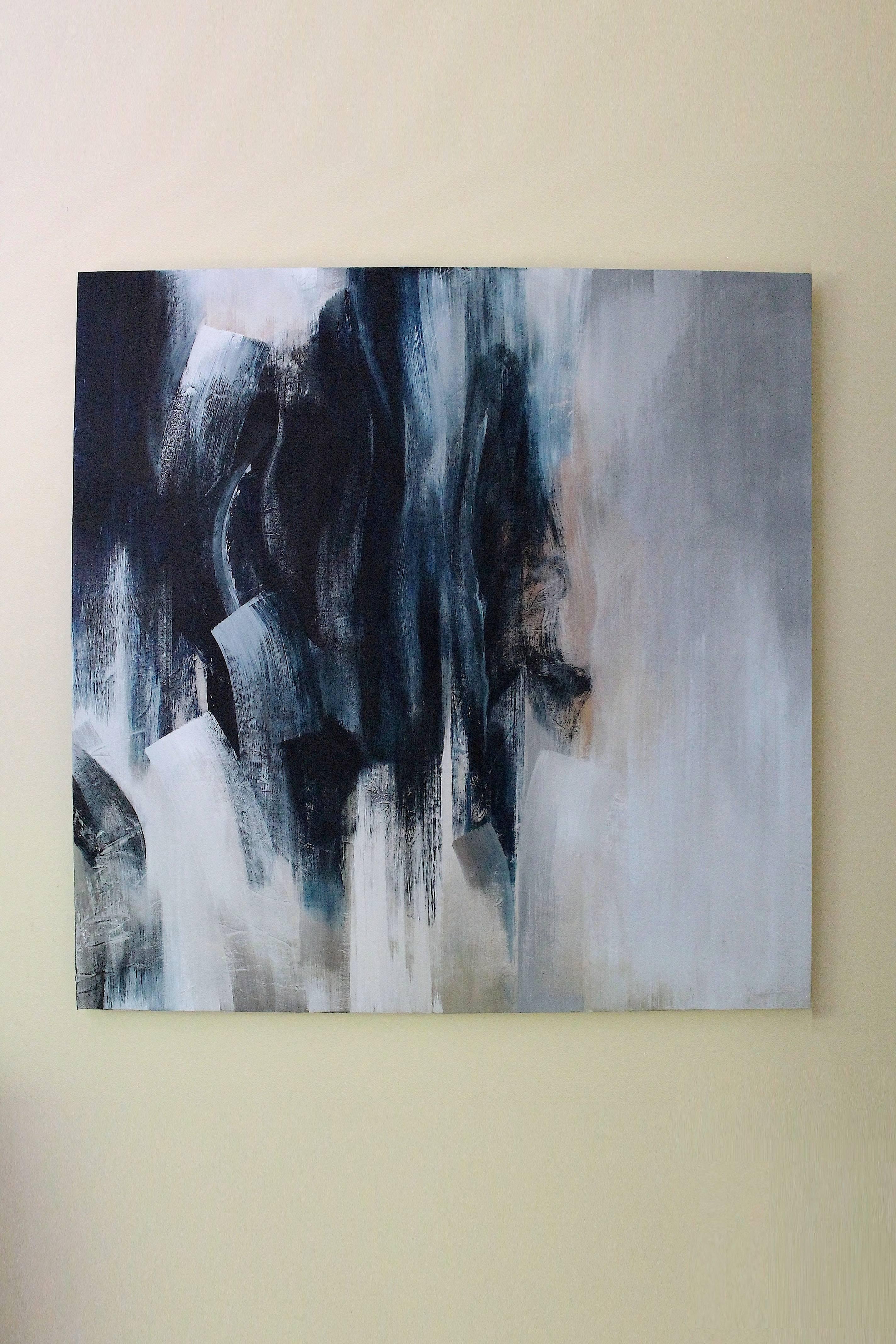 Sensi blu IX - Painting Astratto di Naoko Paluszak