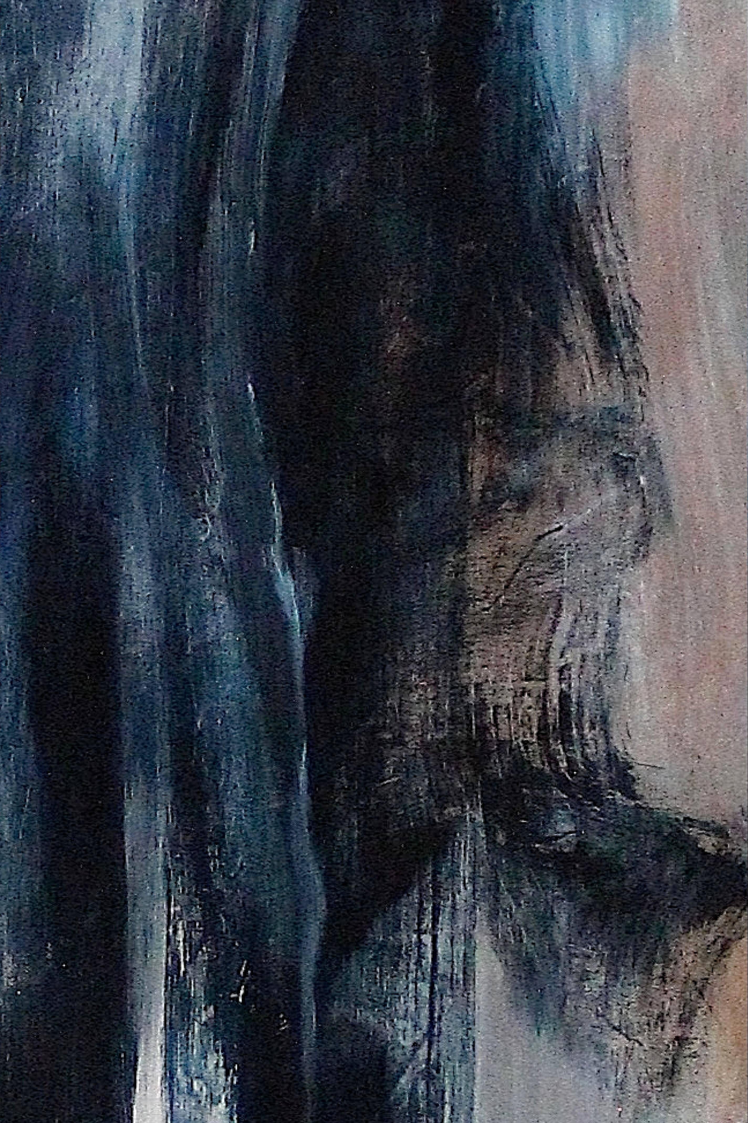 Sensi blu IX - Abstract Painting Grigio di Naoko Paluszak