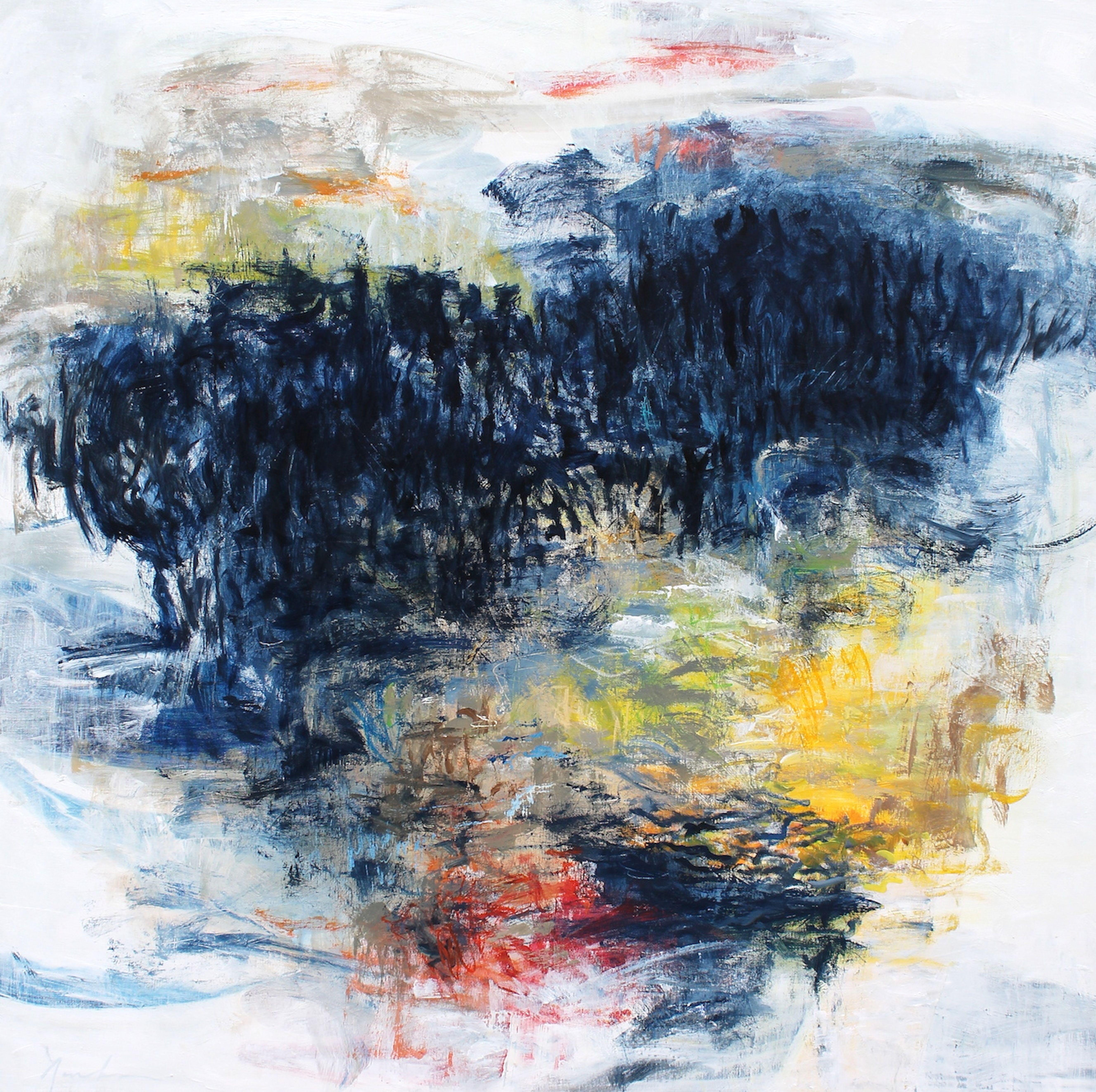 Naoko Paluszak Abstract Painting - Blue Senses IX, Painting, Oil on Canvas