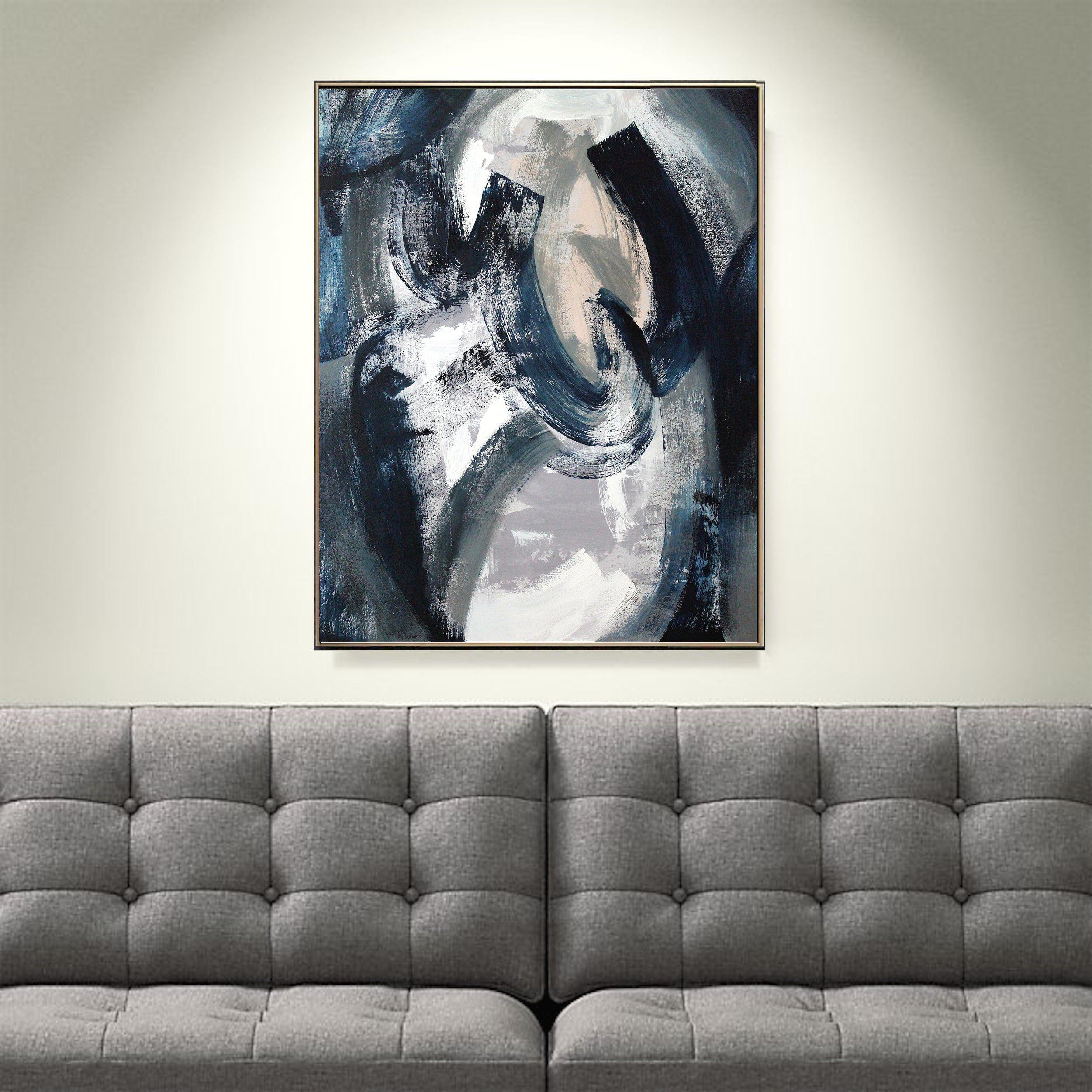 Peinture, huile sur toile, « Blue Senses VI » - Painting de Naoko Paluszak