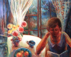 Girl with a Book, Painting, Oil on Canvas