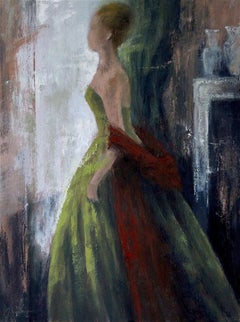 Green Dress and Red Shawl, Painting, Oil on Canvas