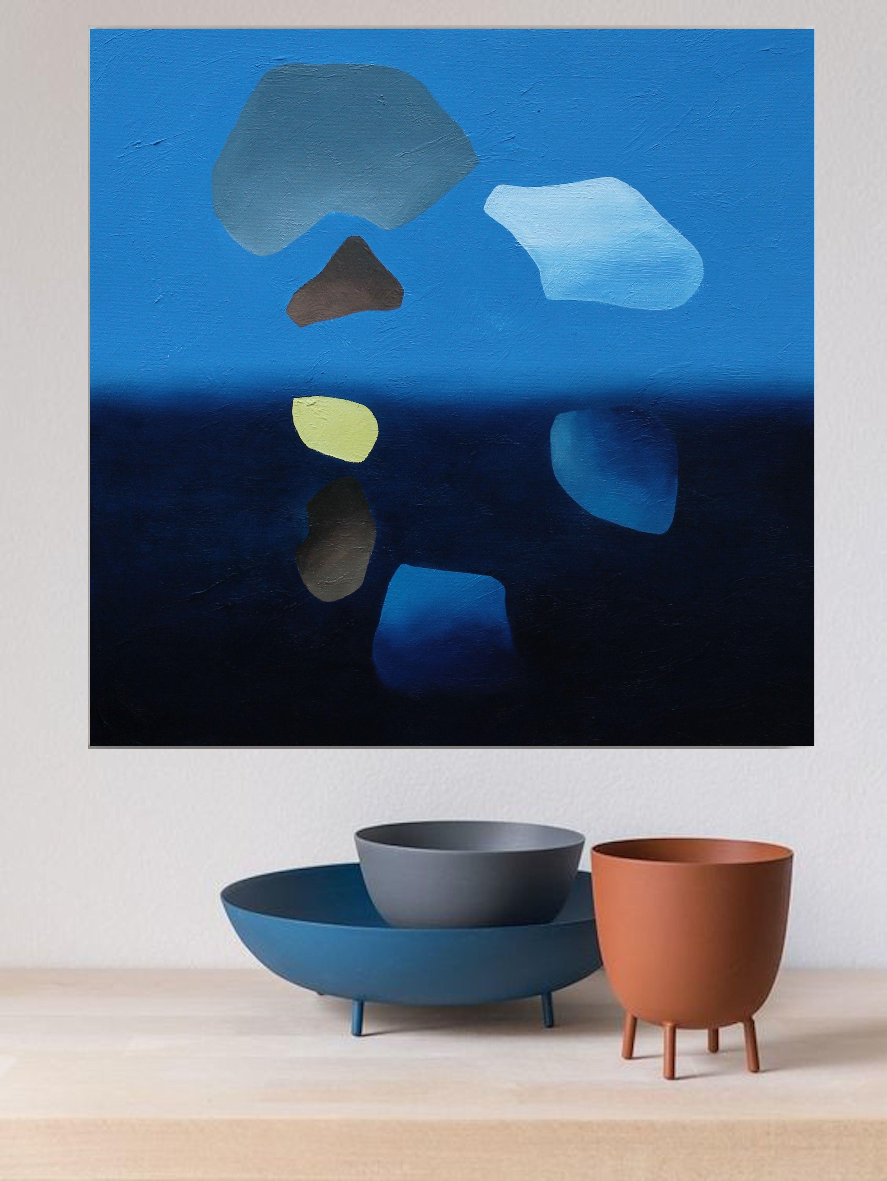 Levitazione II, Pittura, Olio su tela - Abstract Painting Blu di Naoko Paluszak