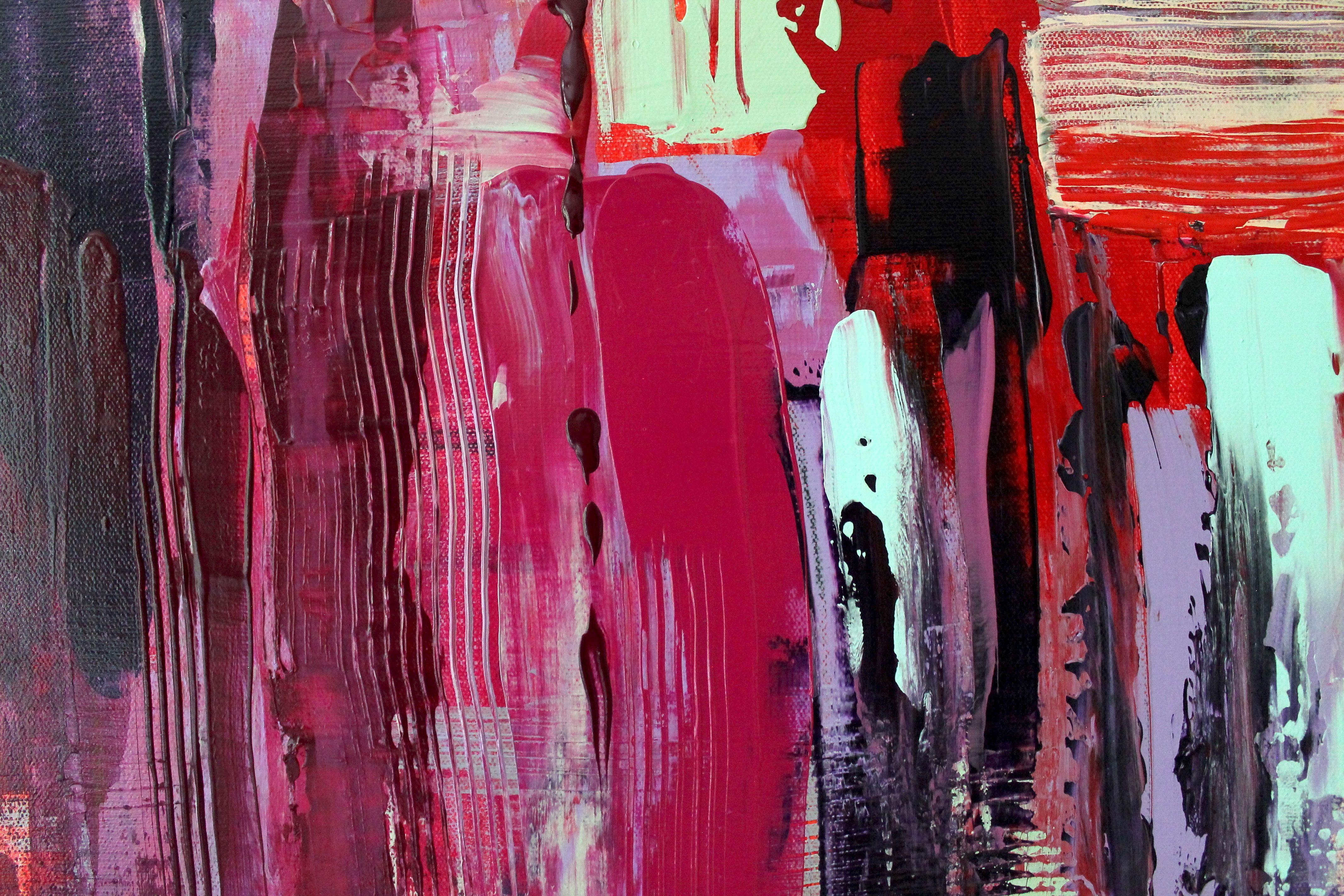Questo è un dipinto originale in acrilico su tela. I colori vibranti sono stratificati e strutturati con acrilici fluidi e altri mezzi per creare un'espressiva pittura a campi di colore.  Tutte le opere vengono protette con una vernice che assicura