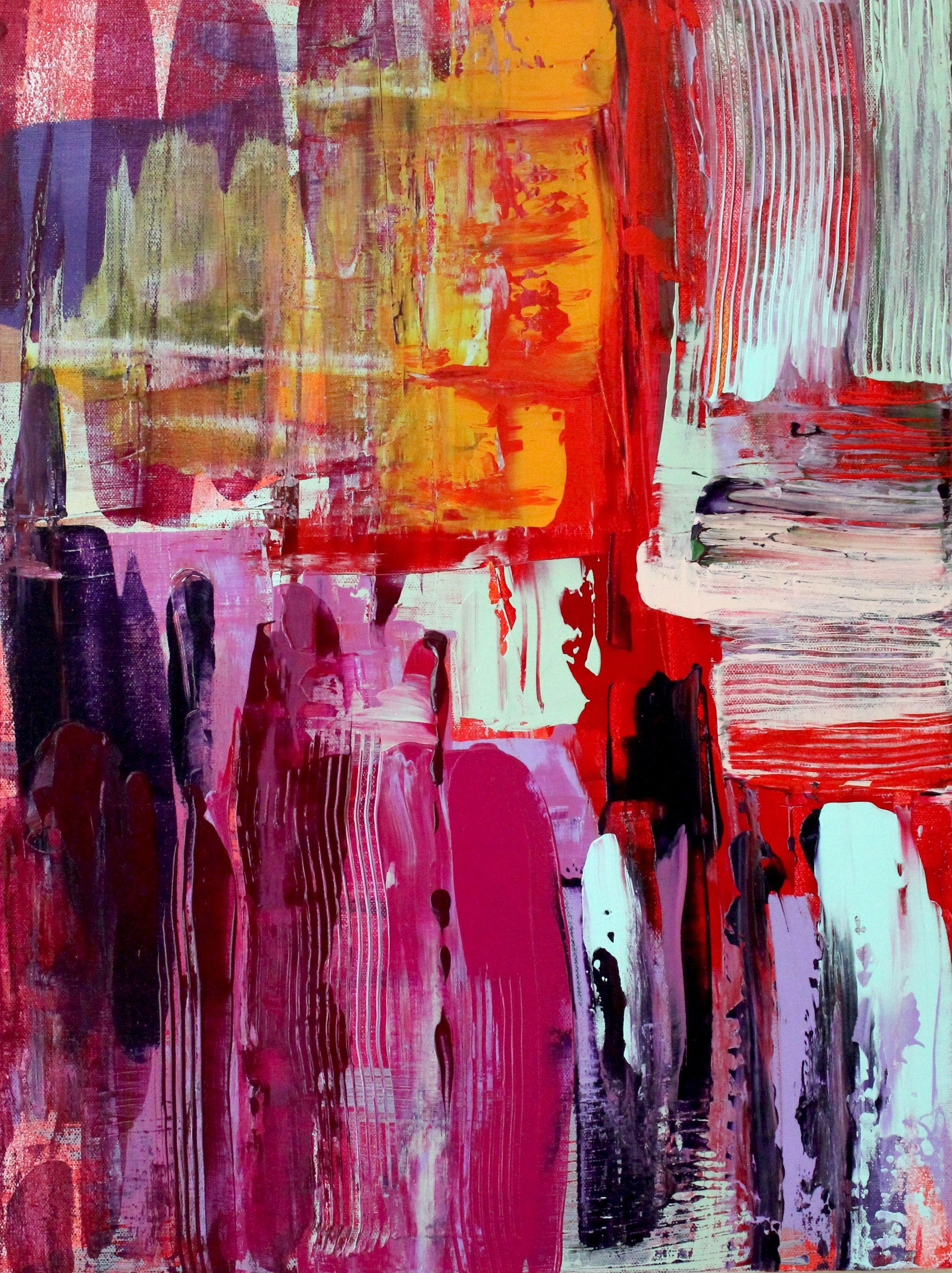 Magenta #2, Pittura, Acrilico su tela - Painting di Naoko Paluszak
