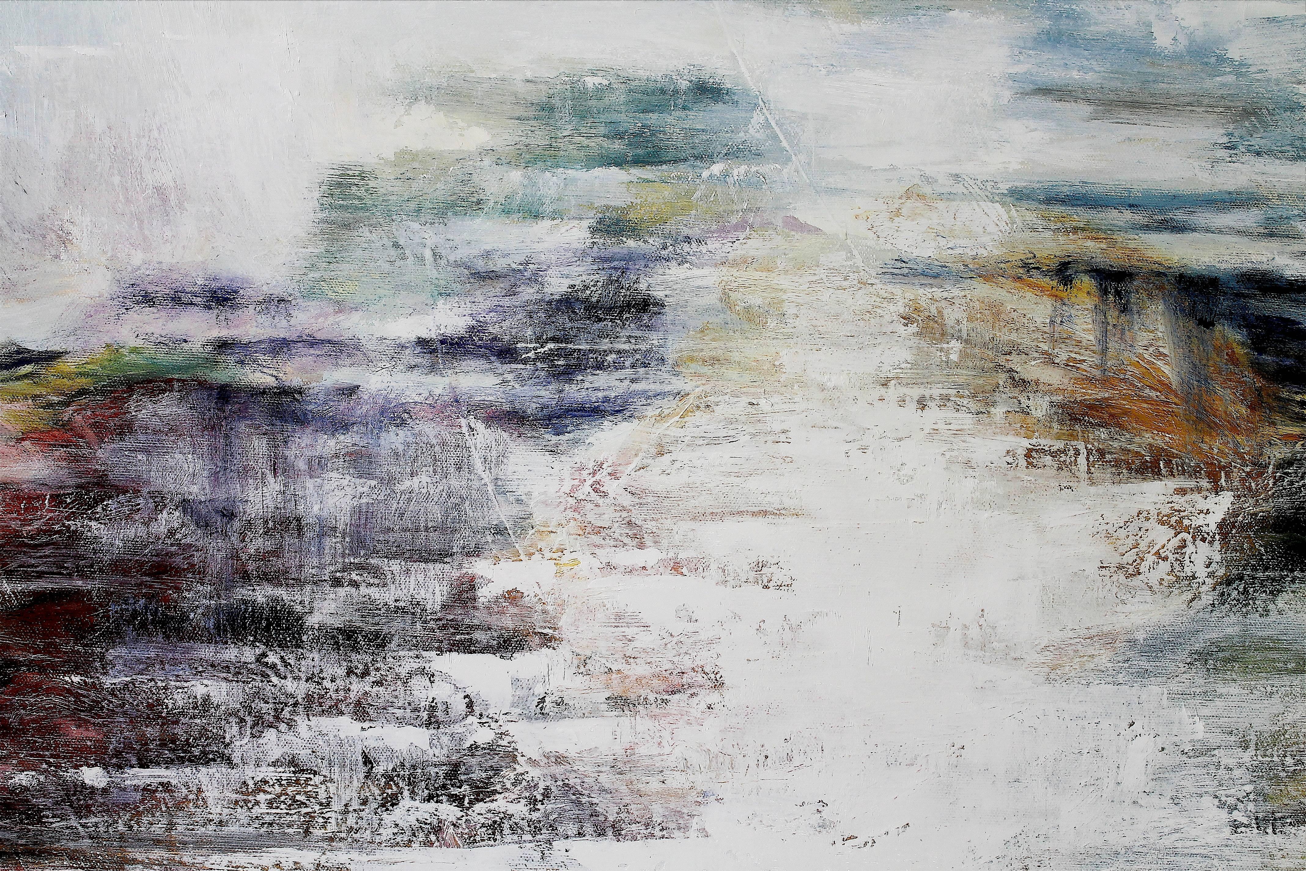 Mirrored Lake VIII - Gray Abstract Painting by Naoko Paluszak