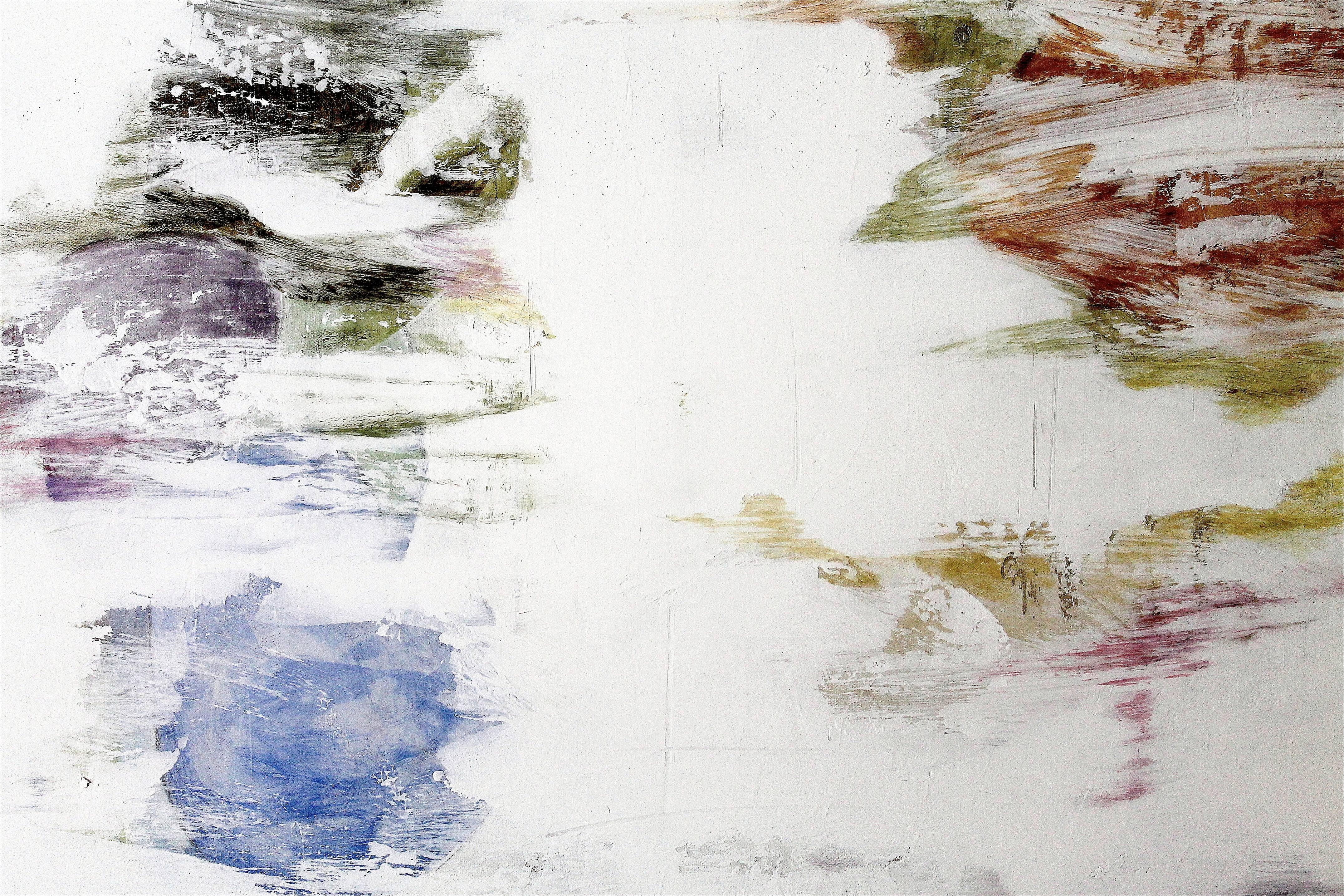 Mirrored Lake XIV - Gray Abstract Painting by Naoko Paluszak