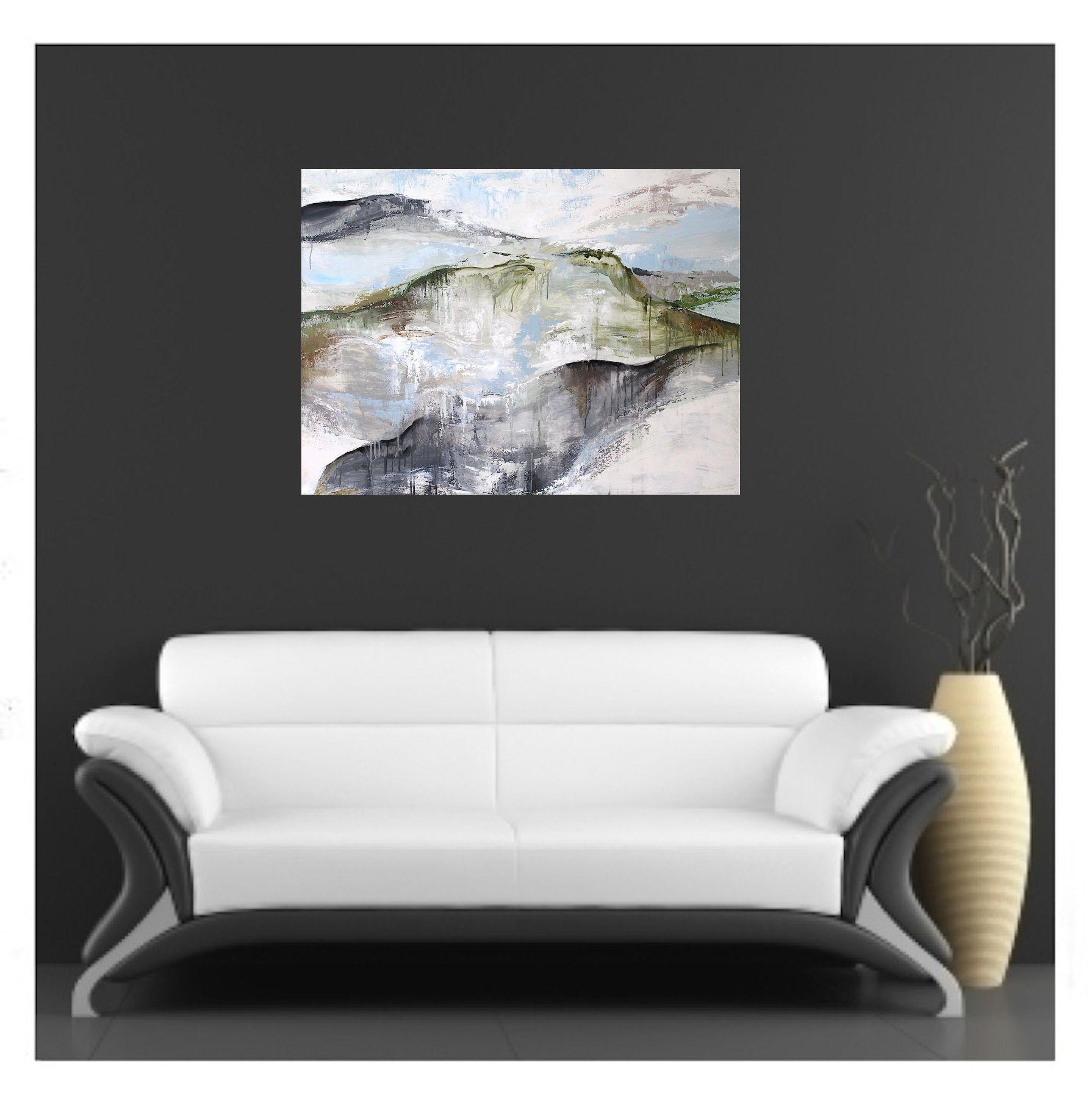 Paysage poétique III, peinture sur toile - Gris Abstract Painting par Naoko Paluszak
