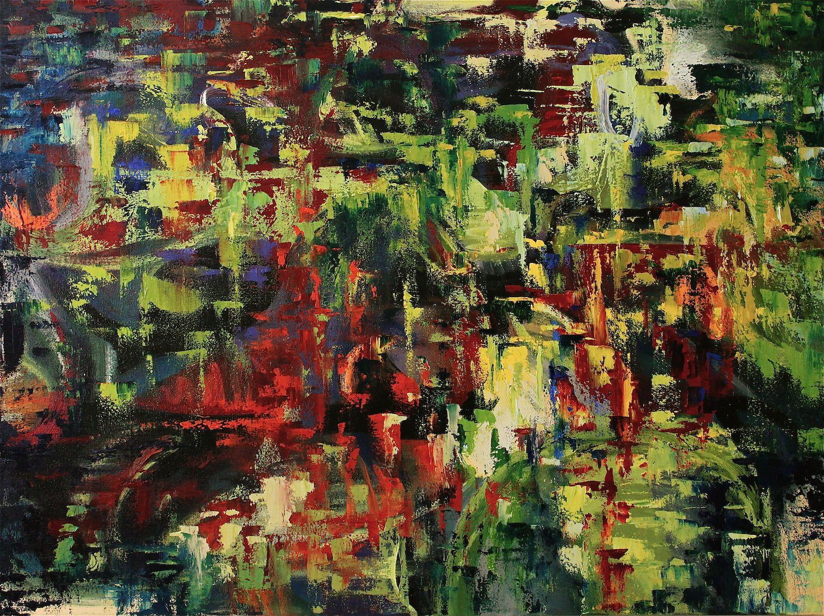 Abstract Painting di Naoko Paluszak - Riflessione III, Pittura, Olio su tela