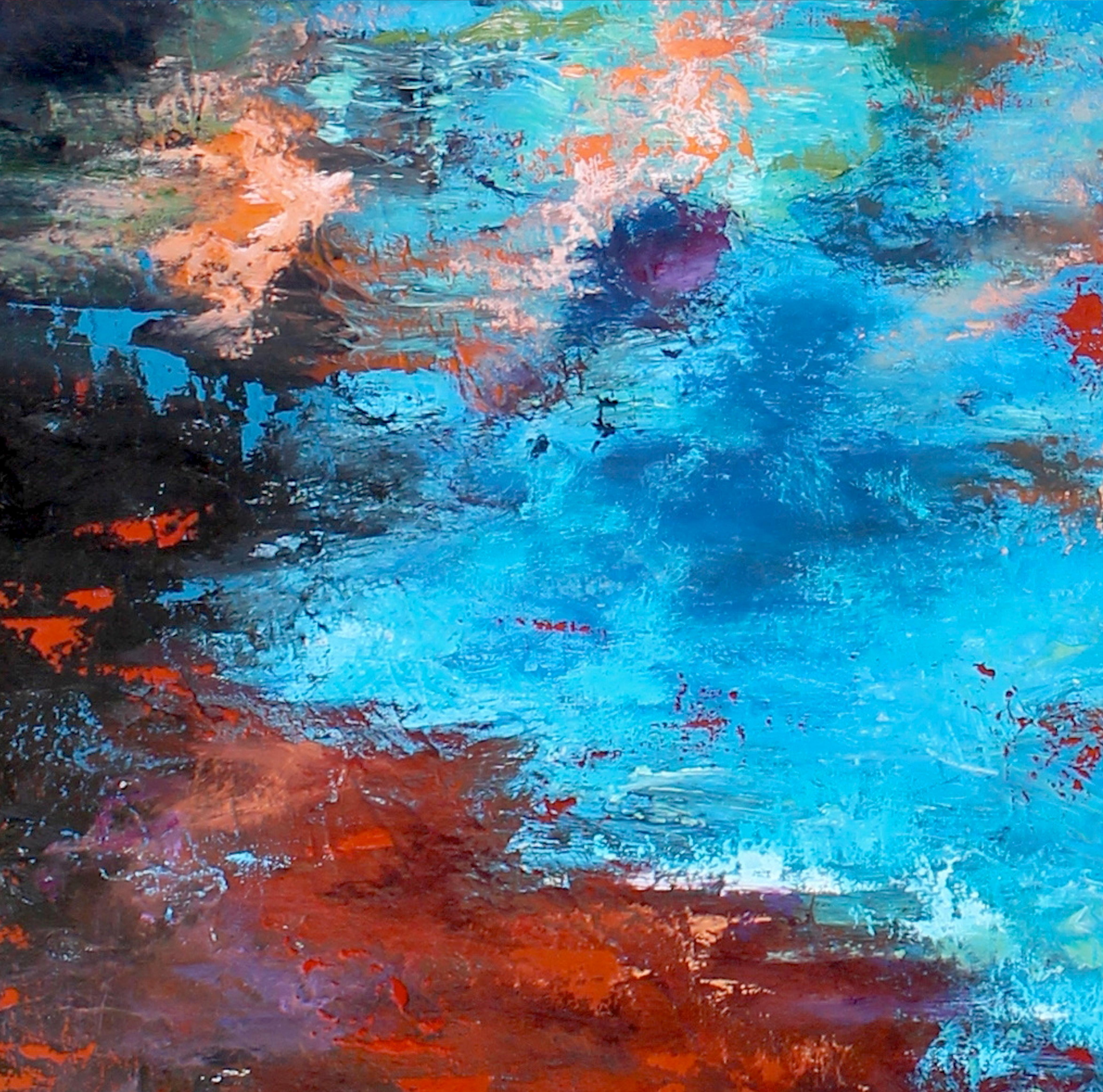Riflesso IX, Pittura ad olio astratta - Abstract Painting Blu di Naoko Paluszak