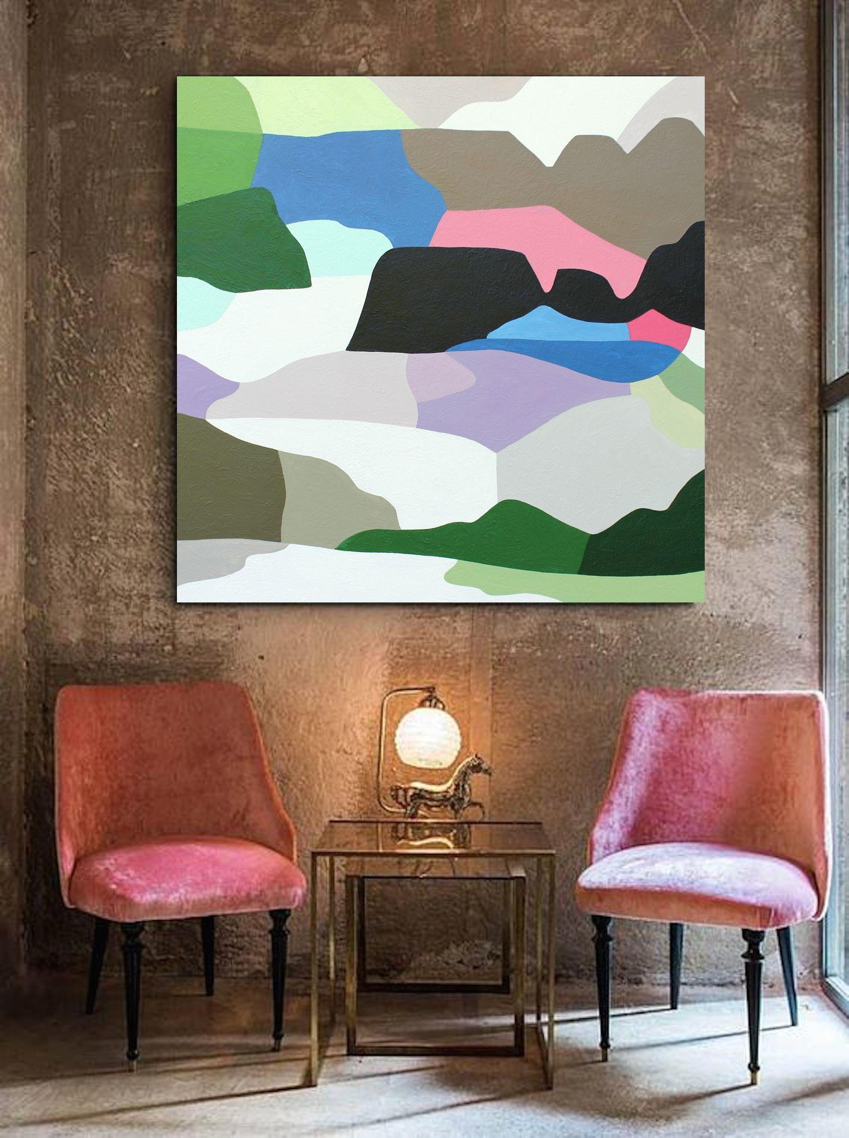 Questo è un dipinto a olio originale di un paesaggio astratto. Questo quadro di grandi dimensioni (36