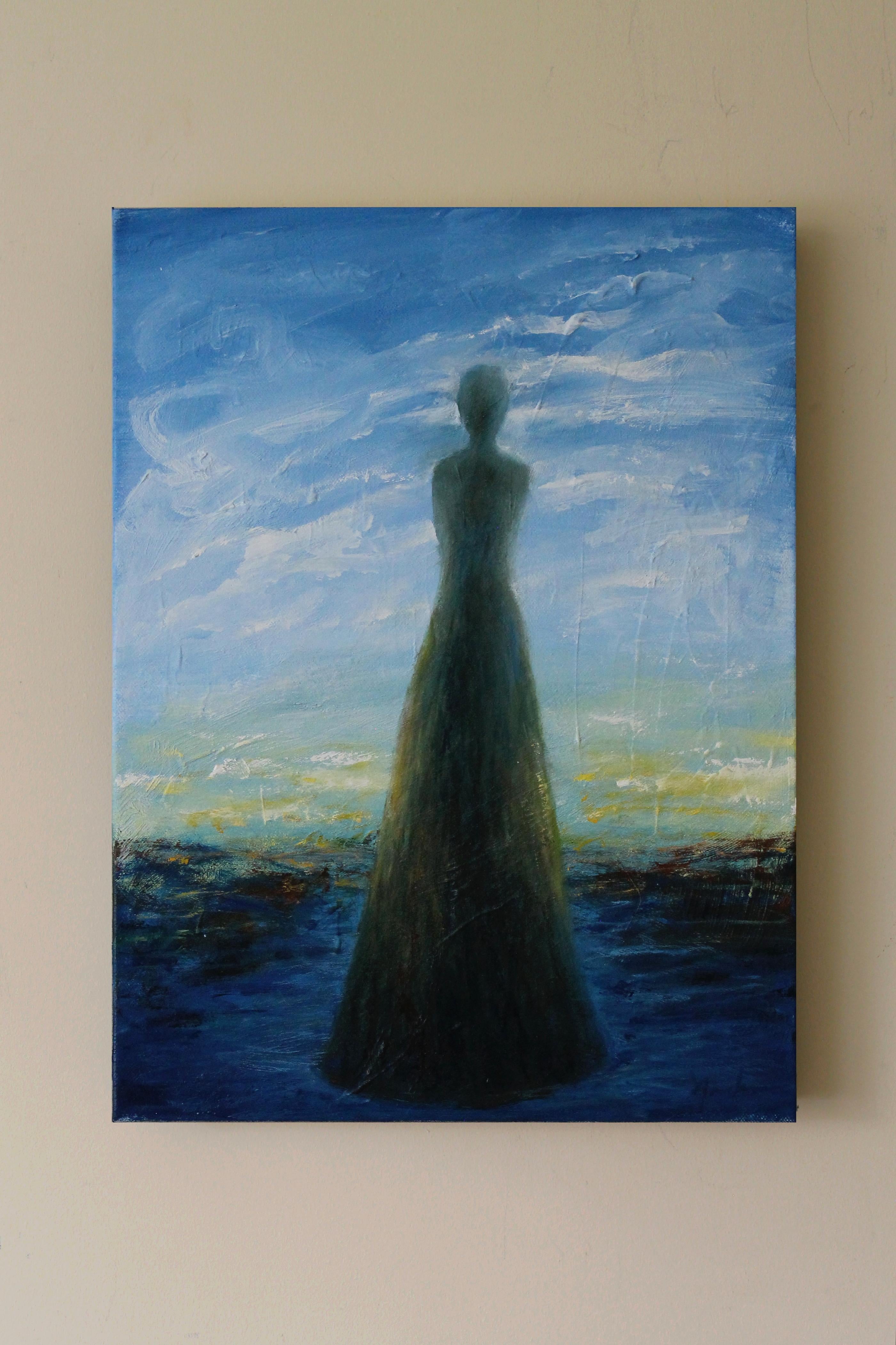 Quiénes son estos ángeles CXLIV, Pintura al óleo - Figurative Painting Gris de Naoko Paluszak