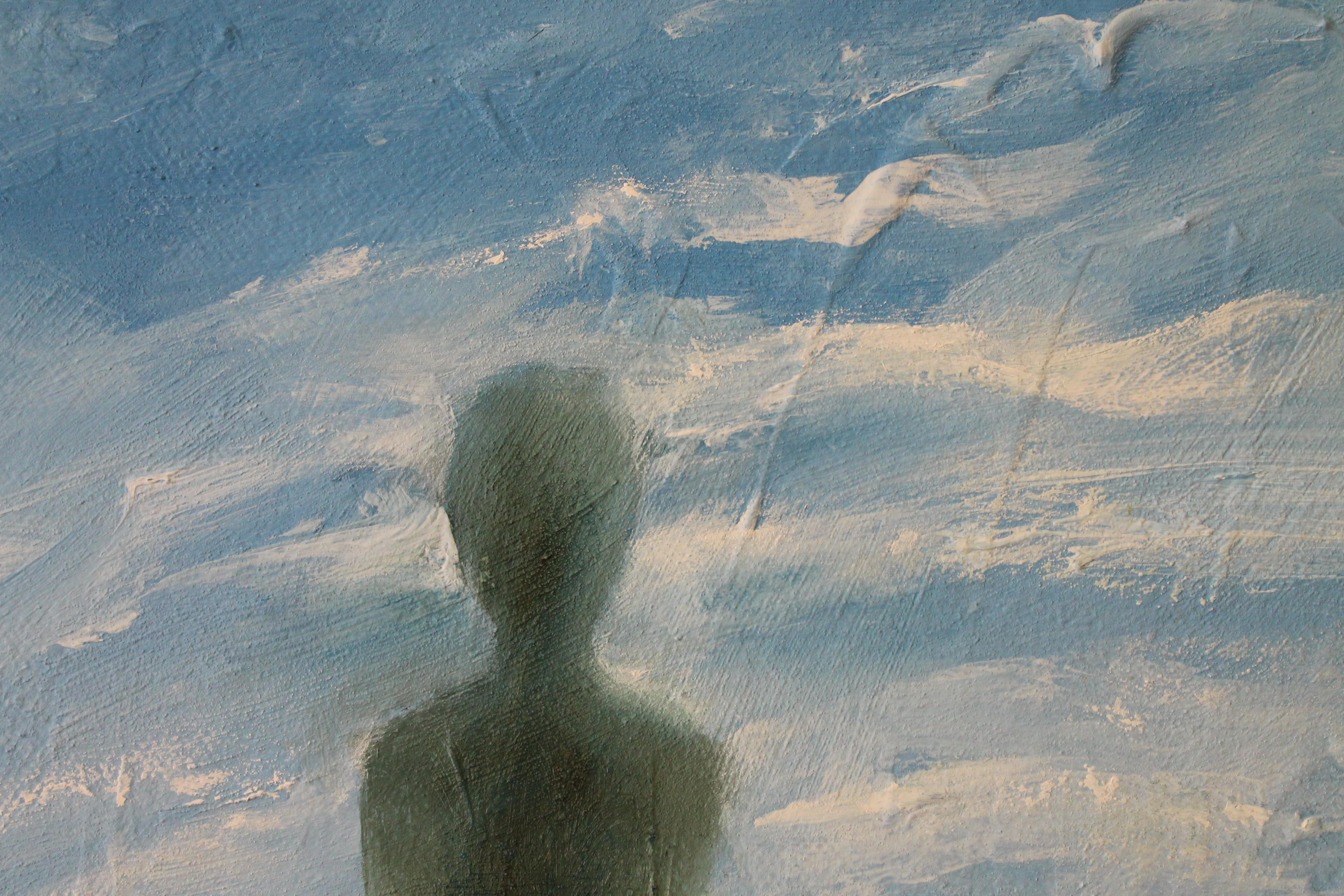 <p>Comentarios del artista<br />Una figura disfruta tranquilamente de los últimos rayos del sol poniente. La luz resplandece en el horizonte mientras las nubes se separan en la atmósfera. Parte de la serie 