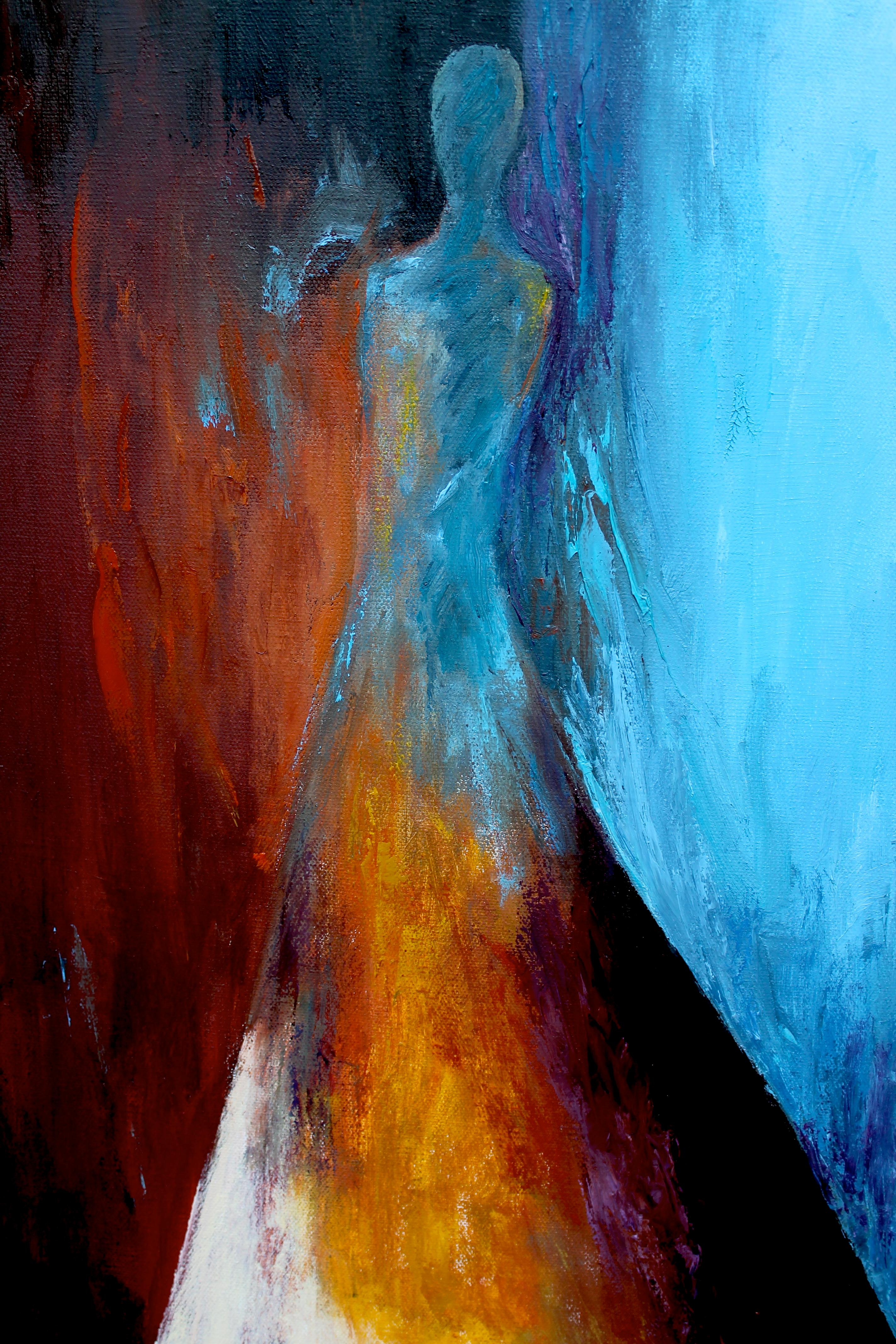 Quiénes son estos ángeles CXLV, Pintura al óleo - Figurative Painting Negro de Naoko Paluszak