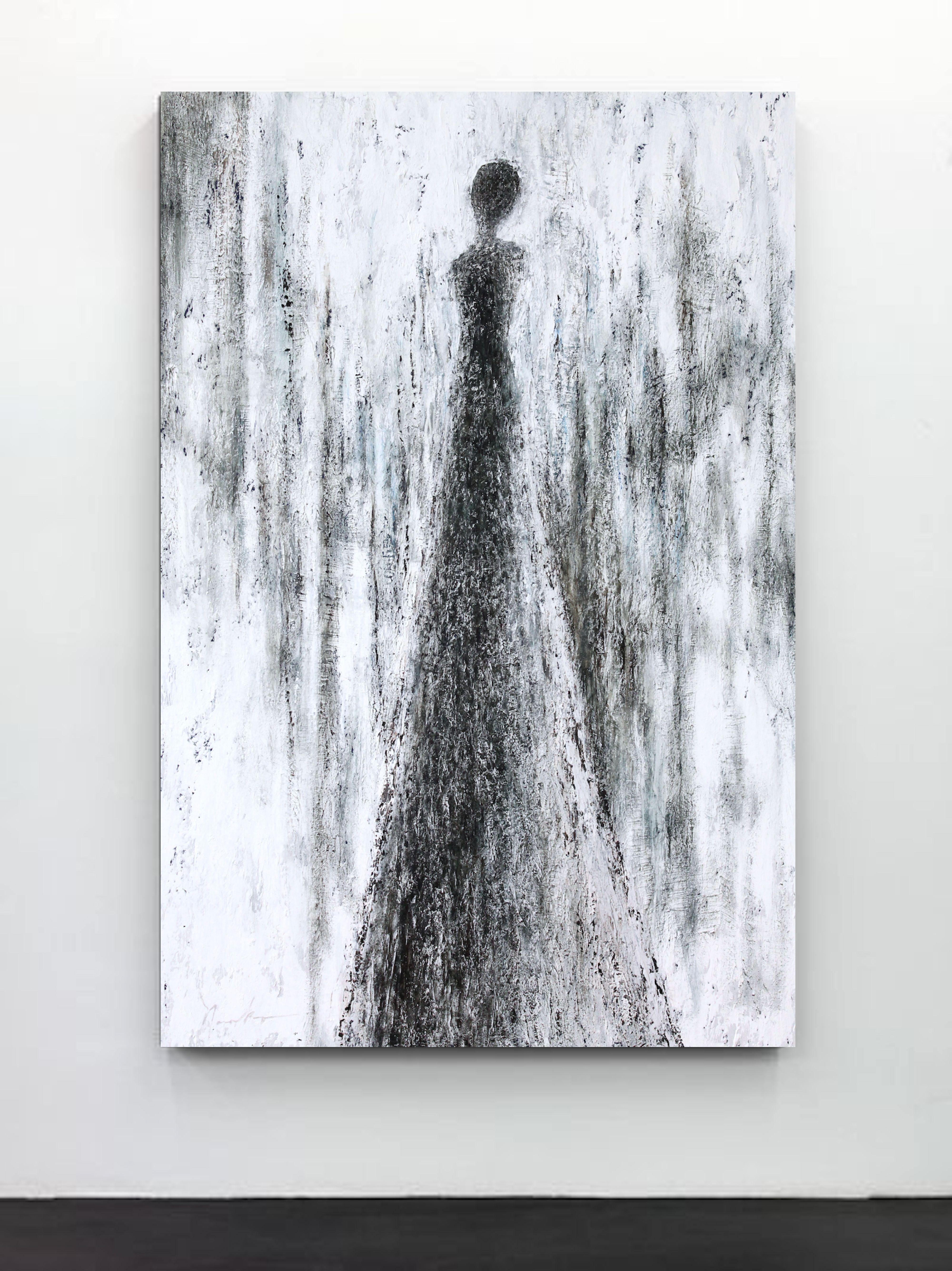 Who Are These Angels CXX, Painting, Oil on Canvas - Gray Abstract Painting by Naoko Paluszak