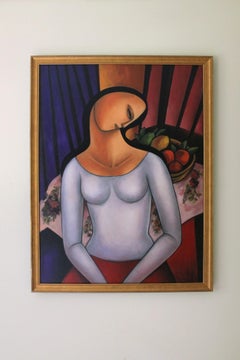 Woman with Matisse's Fruits, Painting, Oil on Canvas