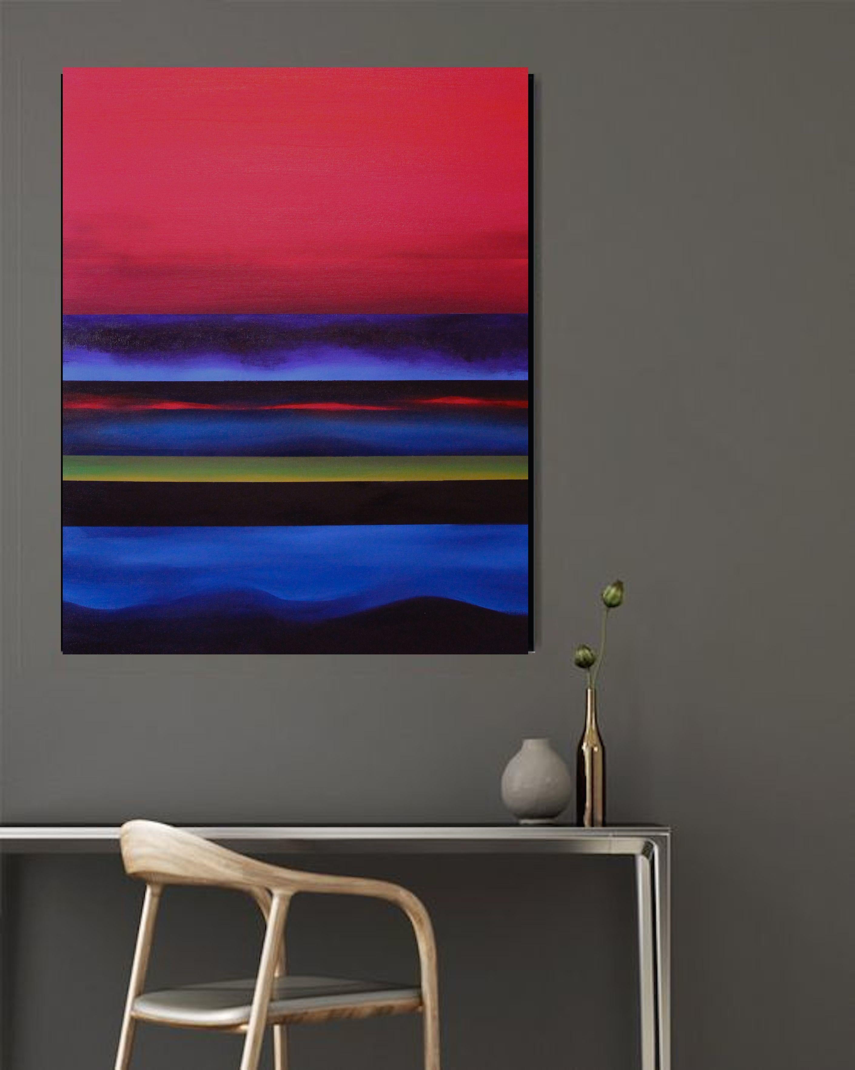 Paisaje Zen III, Pintura, Acrílico sobre lienzo - Abstract Painting Negro de Naoko Paluszak