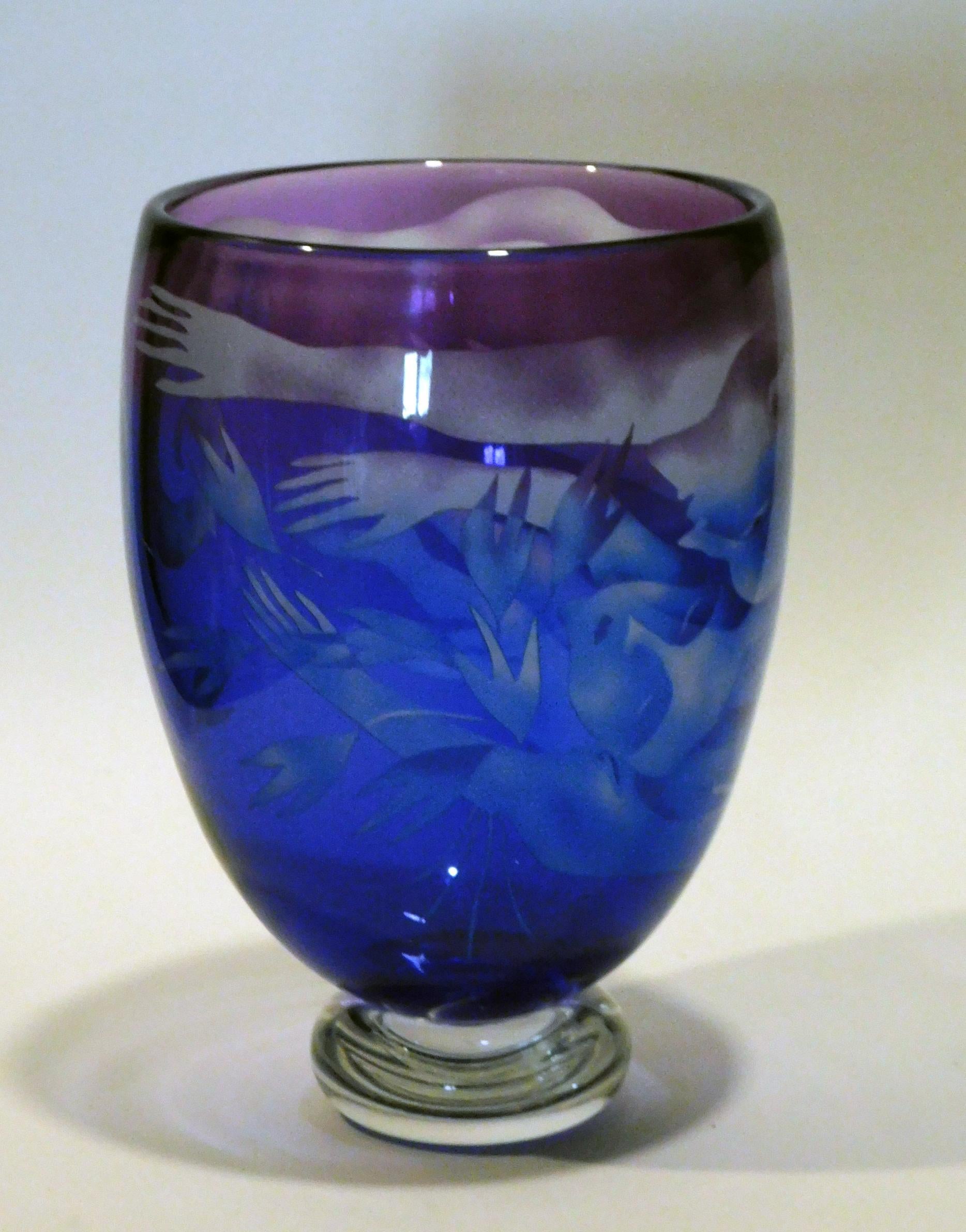 Naoko Takenouchi Cameo Glass Vase - Nocturne Series For Sale 5