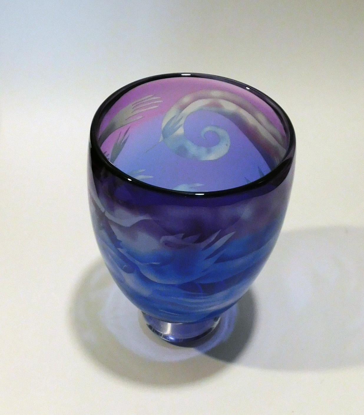 This beautiful cameo glass vase signed by the artist measures 9