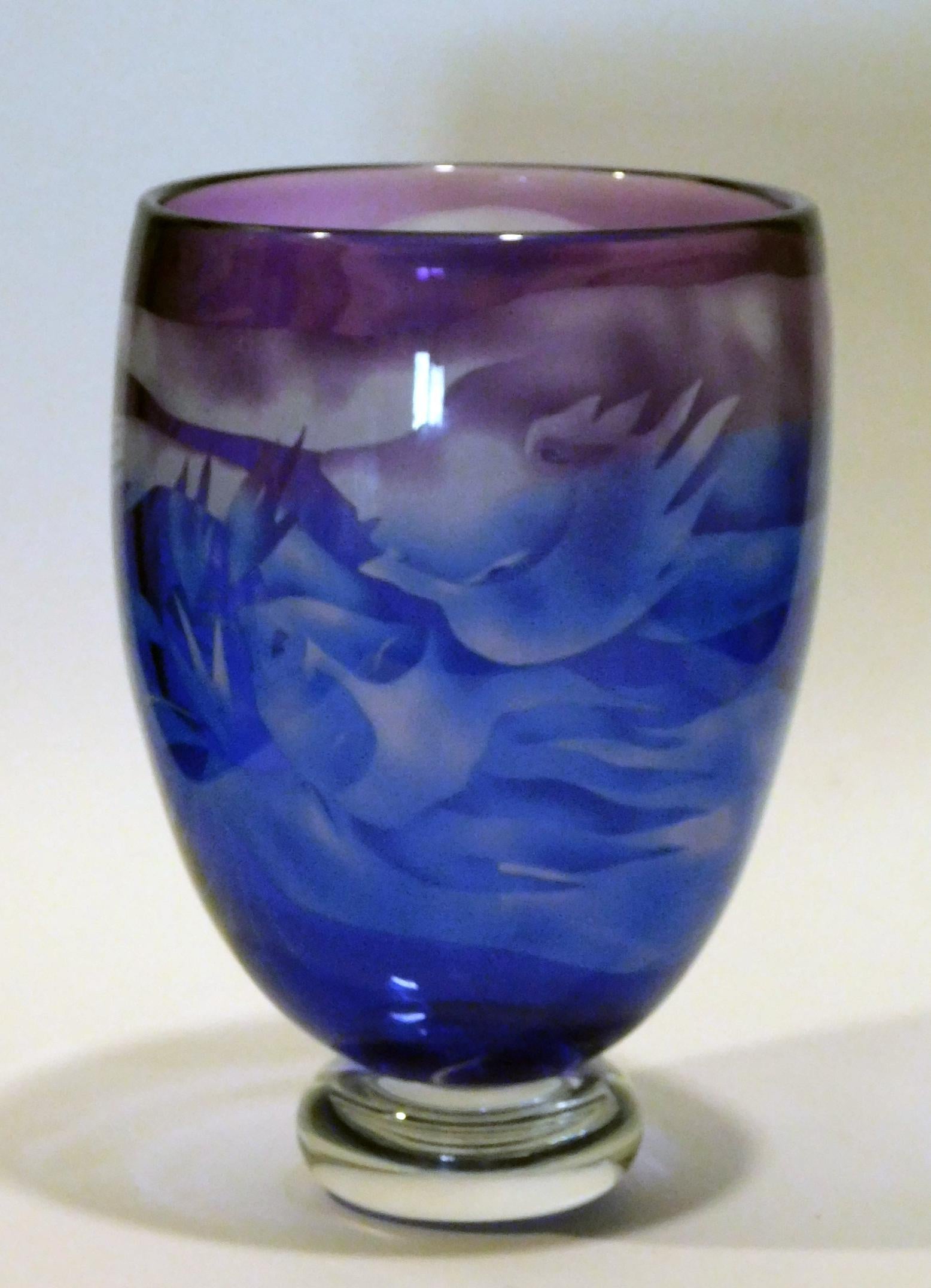 Naoko Takenouchi Cameo Glass Vase - Nocturne Series For Sale 2