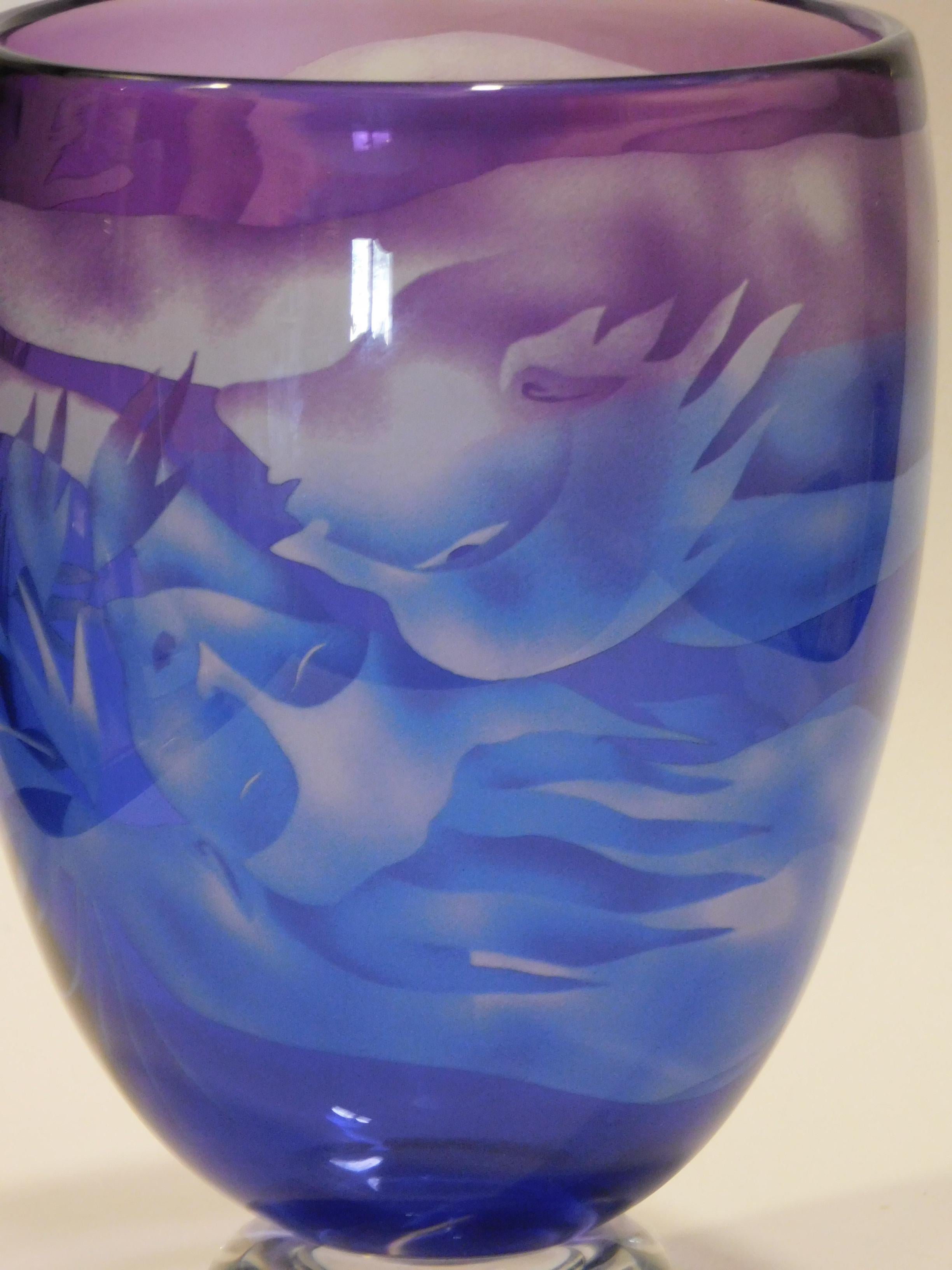 Naoko Takenouchi Cameo Glass Vase - Nocturne Series For Sale 3