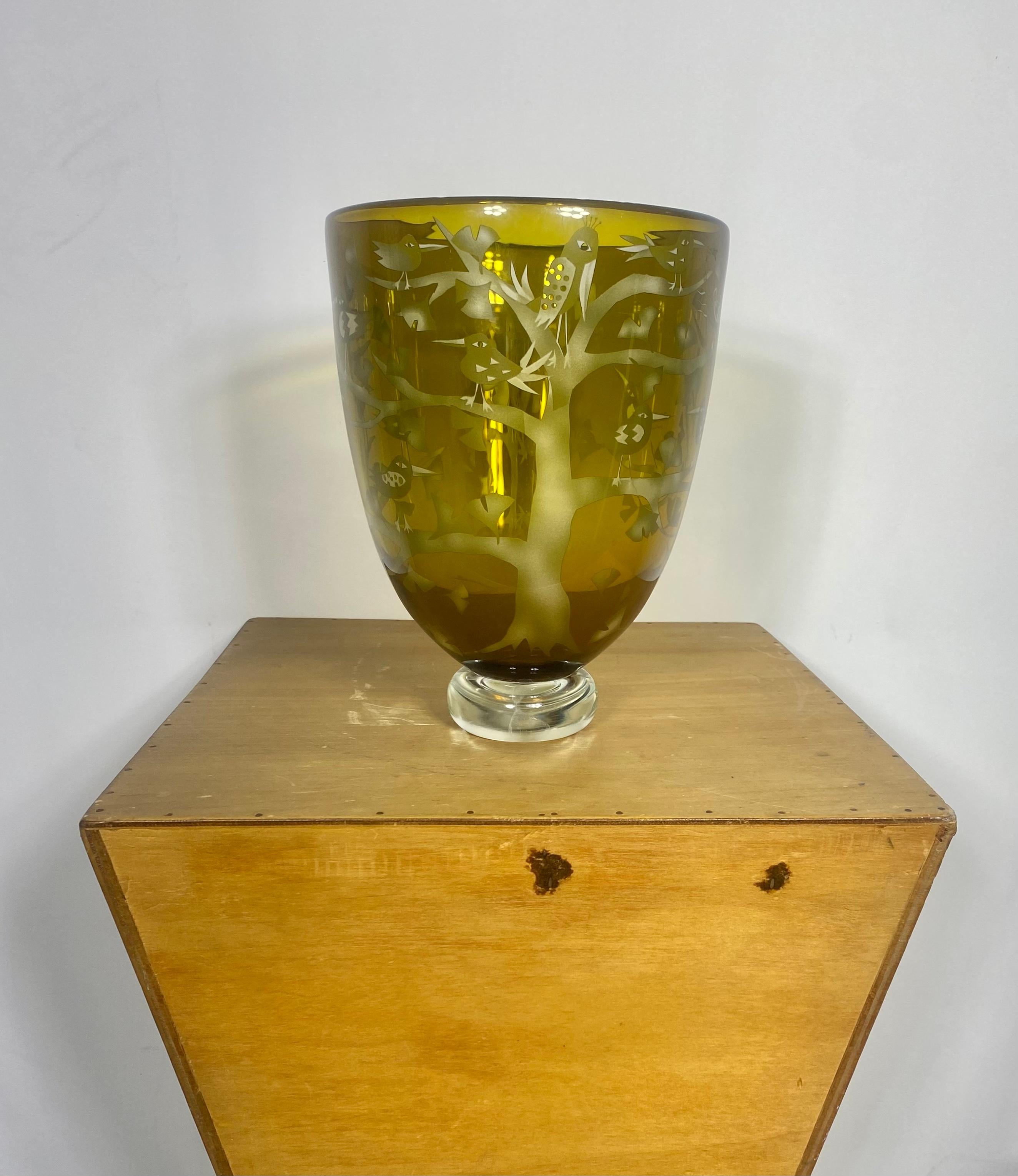Hand-Crafted Naoko Takenouchi Cameo Glass Vase / Vessel../Bowl  For Sale