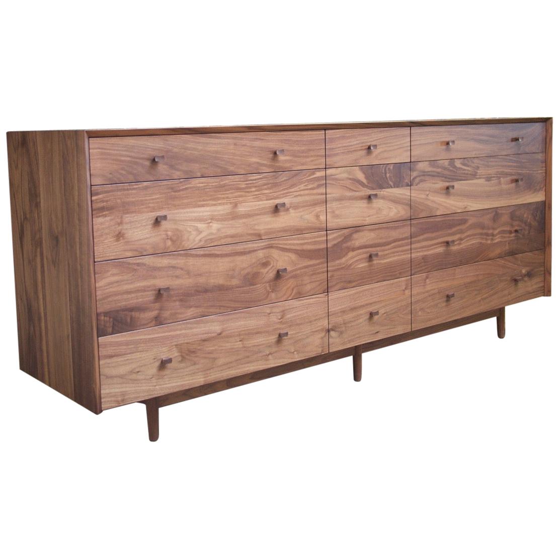 Leo Highboy, Modern Tall Chest of Drawers with Turned Legs and Shaped