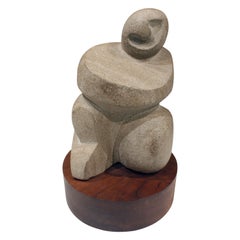 Sculpture « Bouddha » de Naomi Feinberg en pierre calcaire, années 1960