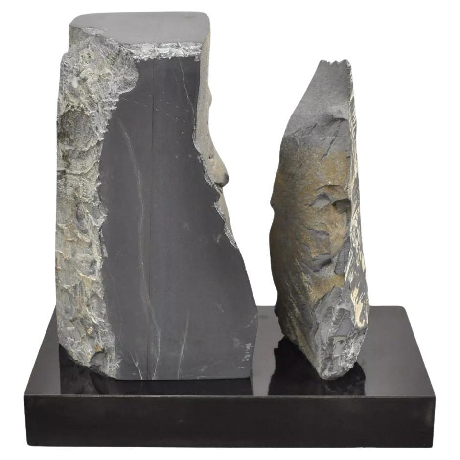 Naomi Feinberg "Fractured Planet" Gray Stone Abstract Modern Sculpture