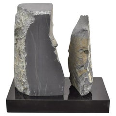 Naomi Feinberg "Fractured Planet" Gray Stone Abstract Modern Sculpture