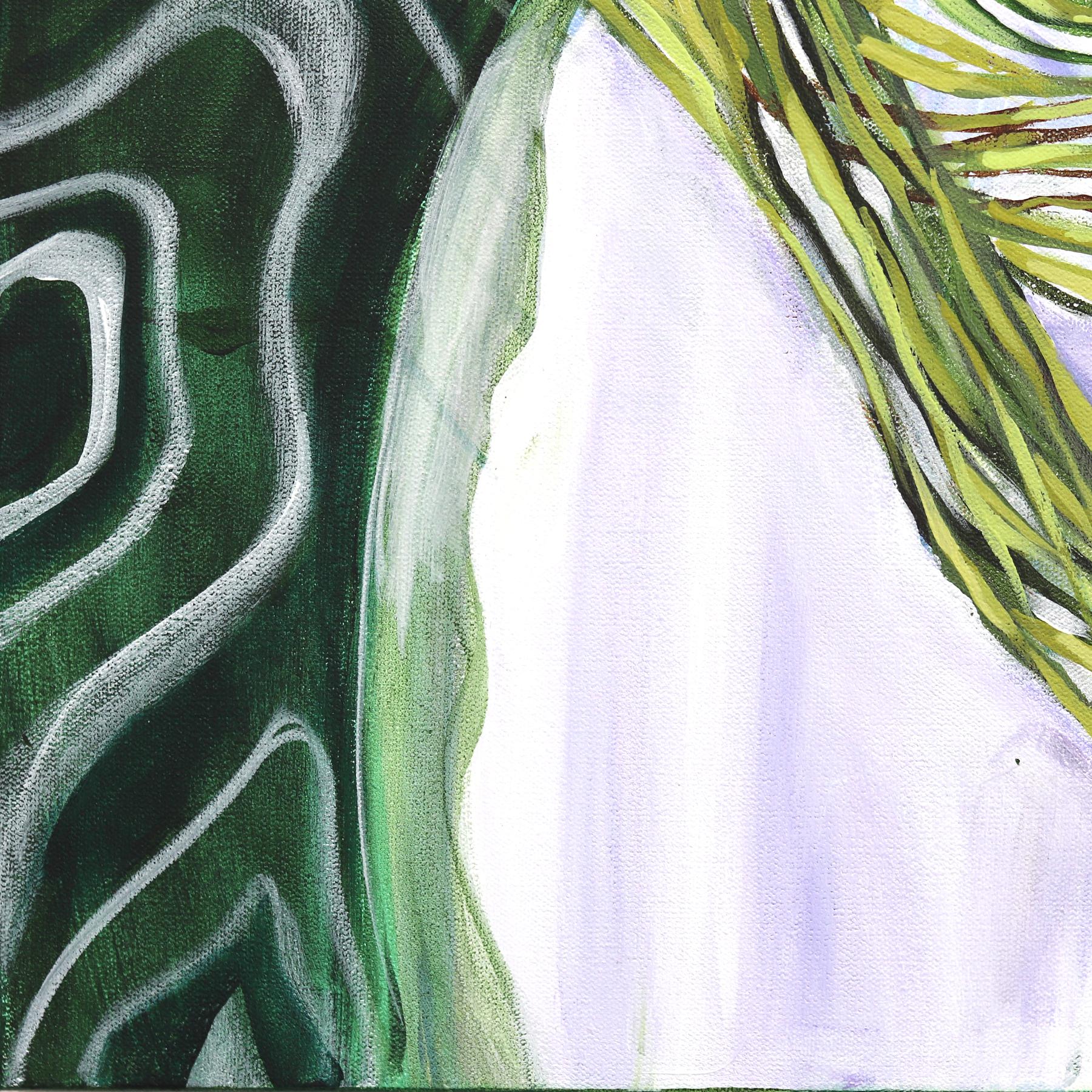 Ophelia - Original Erdgrünes, geblümtes, figuratives Frauenporträtgemälde auf Leinwand im Angebot 2