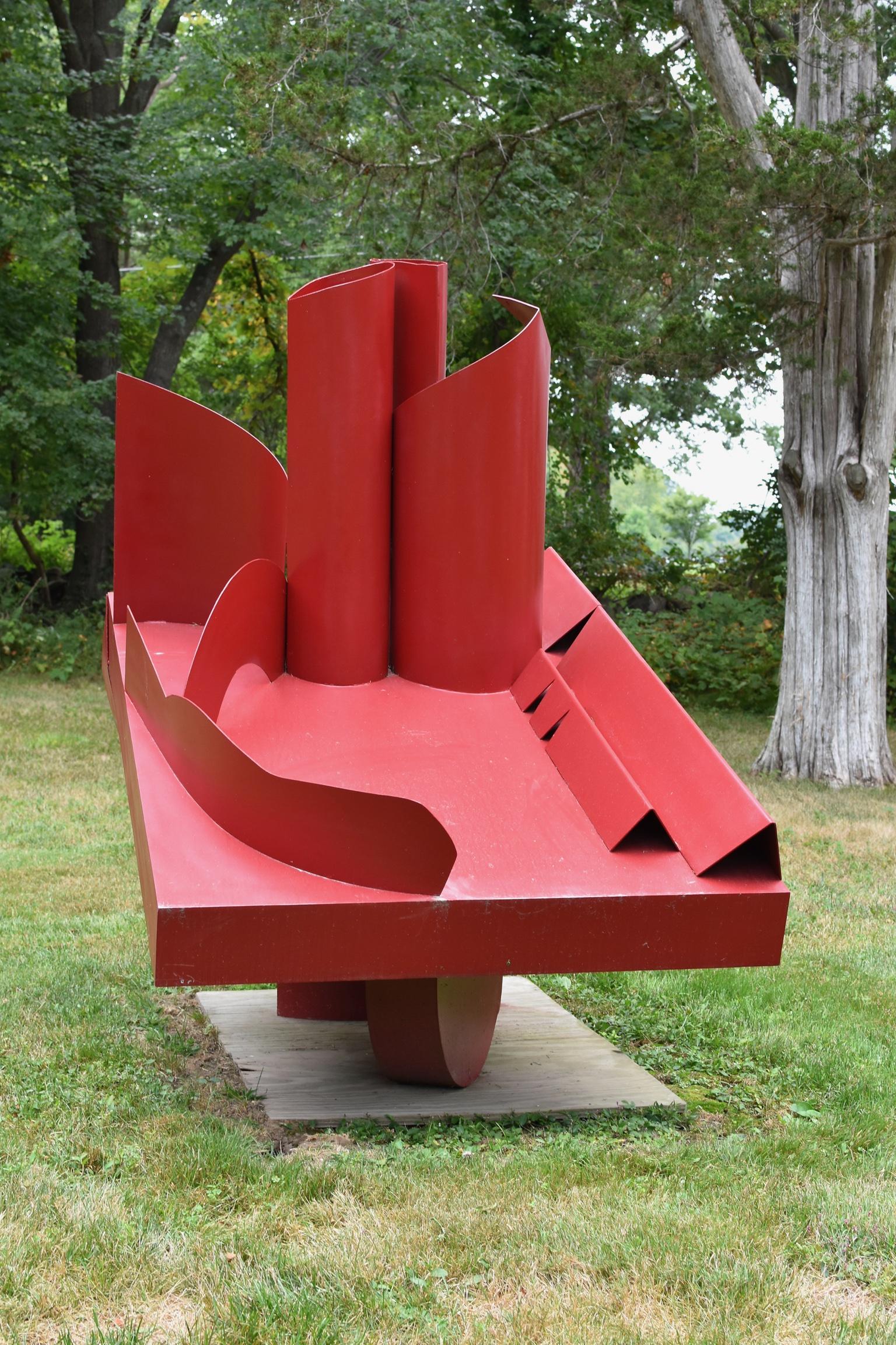 Red Barn : abstract steel sculpture - Abstract Geometric Sculpture by Naomi Press