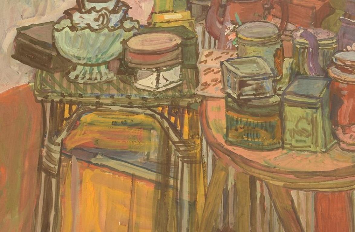 Other Naomi Vicas 'b. 1920', French Artist, Gouache on Paper, Still Life, Mid-20th C For Sale